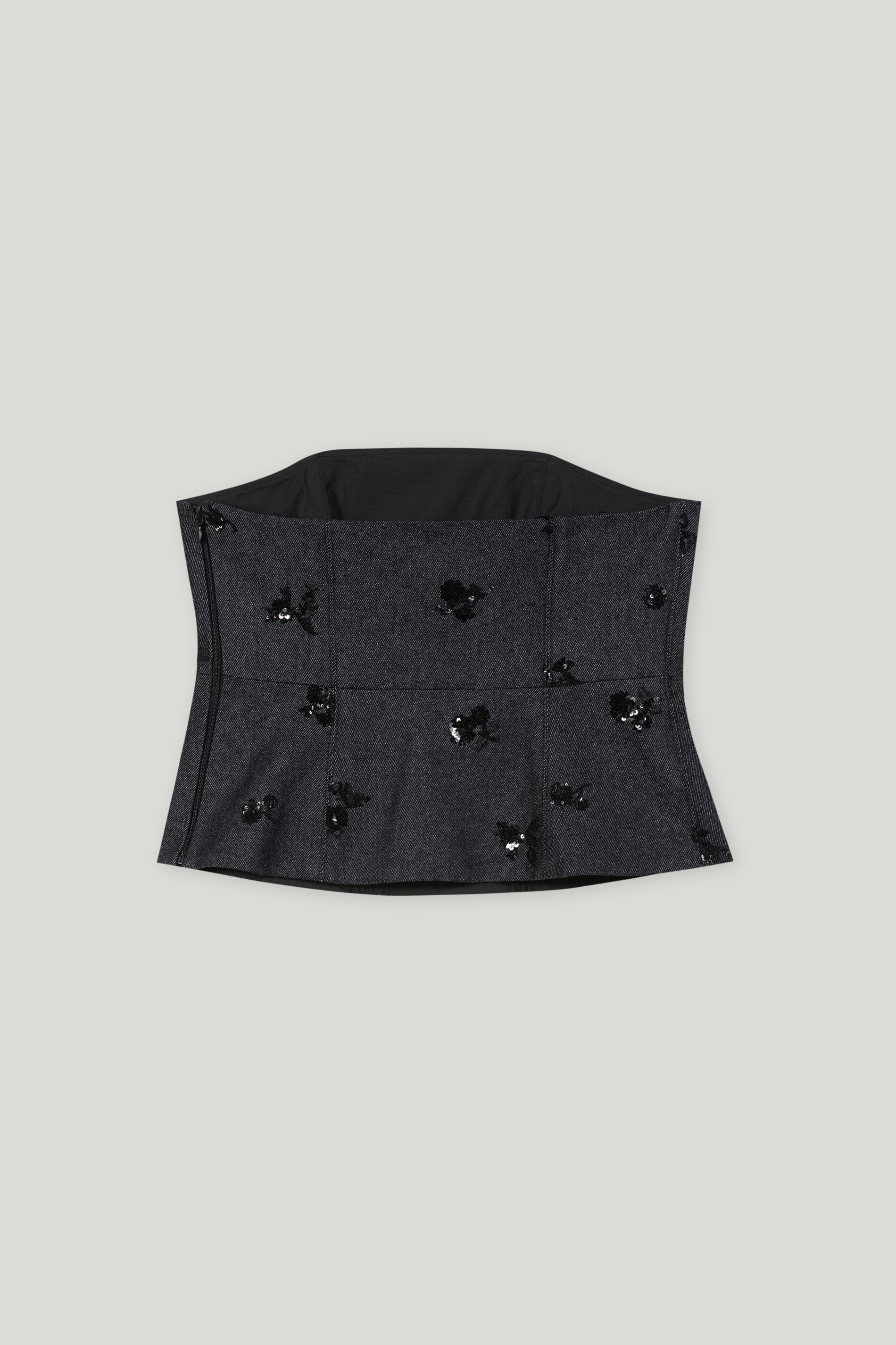 Pailletten-Denim-Corsage
