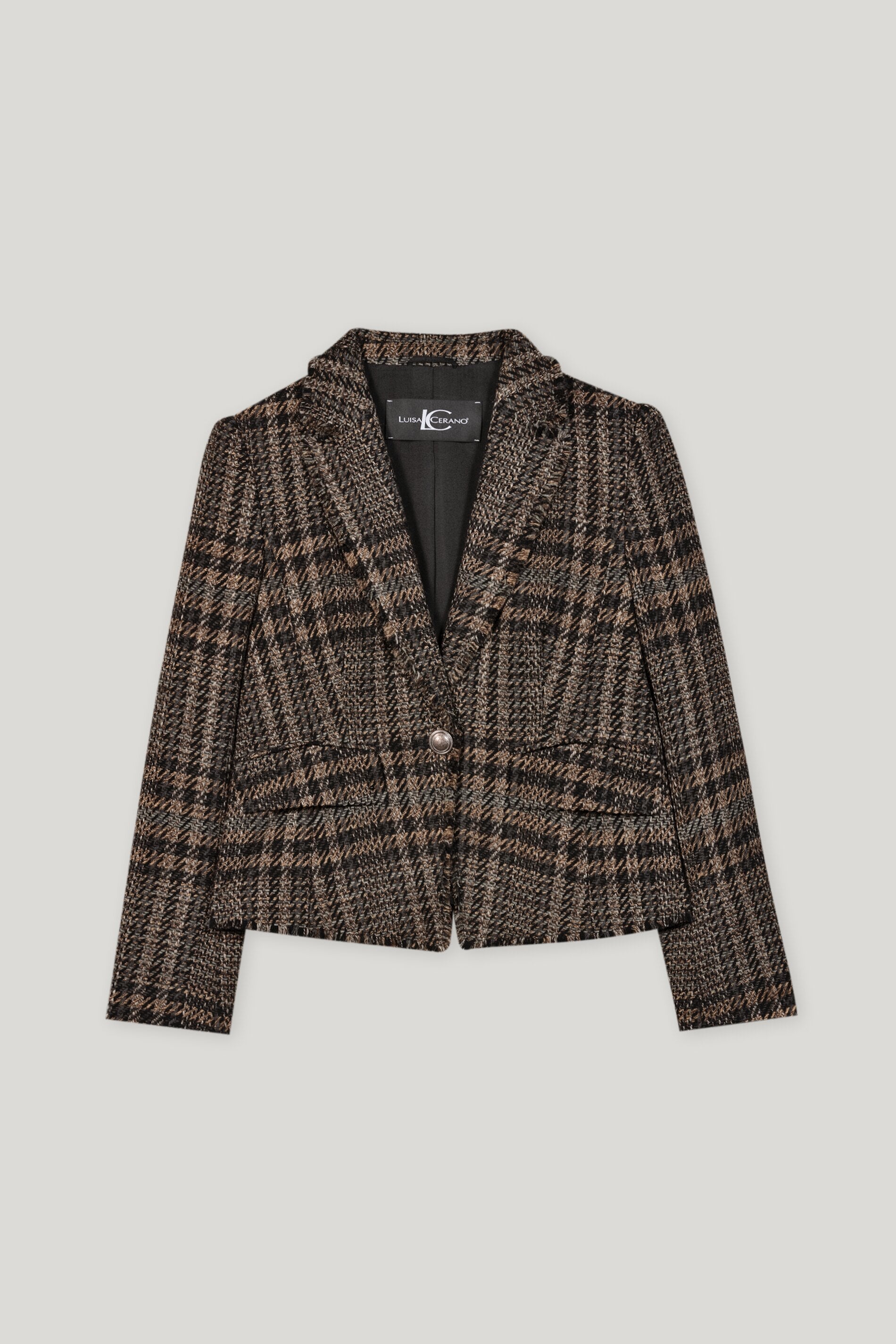 Karo-Ein-Knopf-Blazer