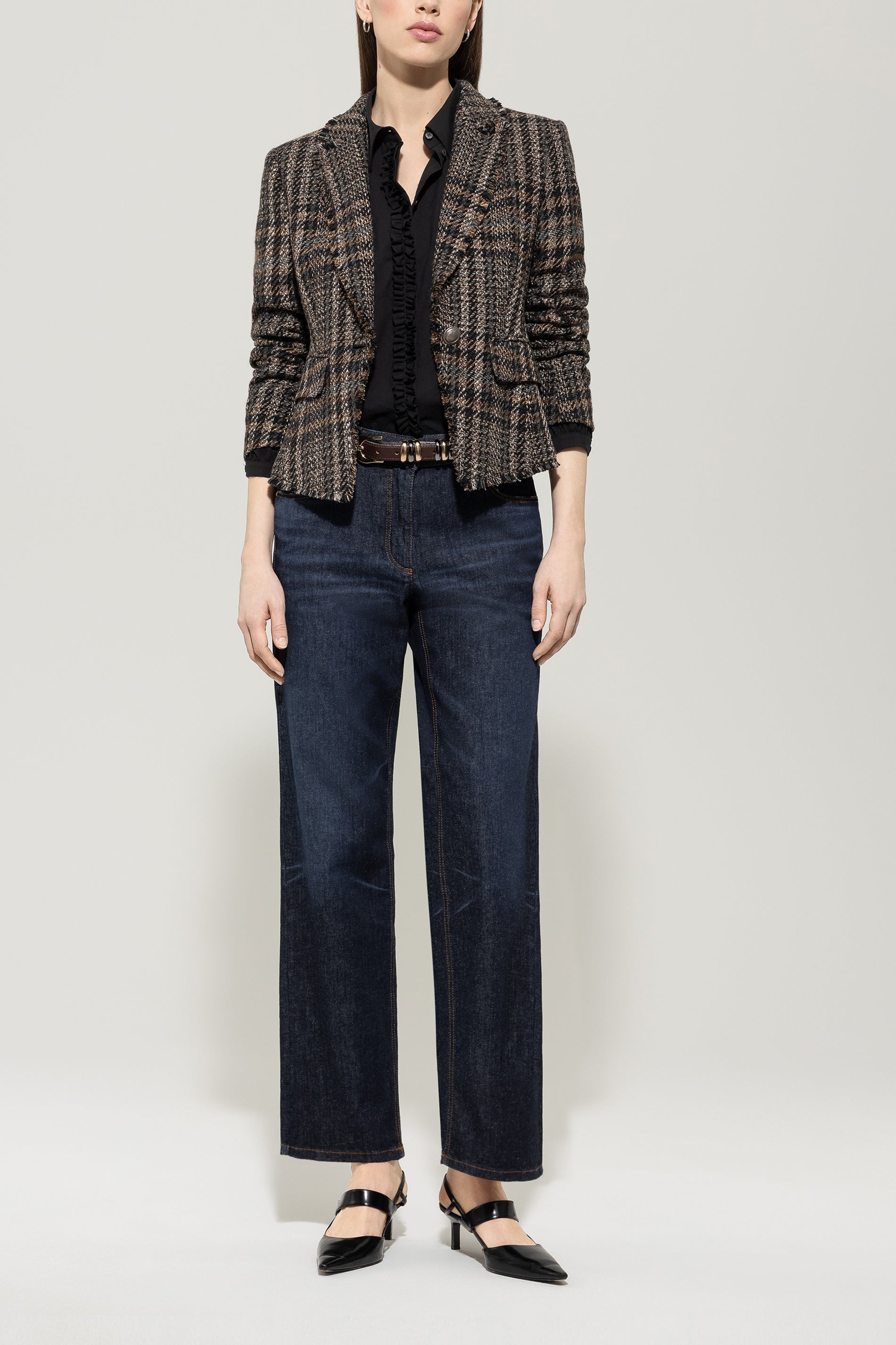 Karo-Ein-Knopf-Blazer