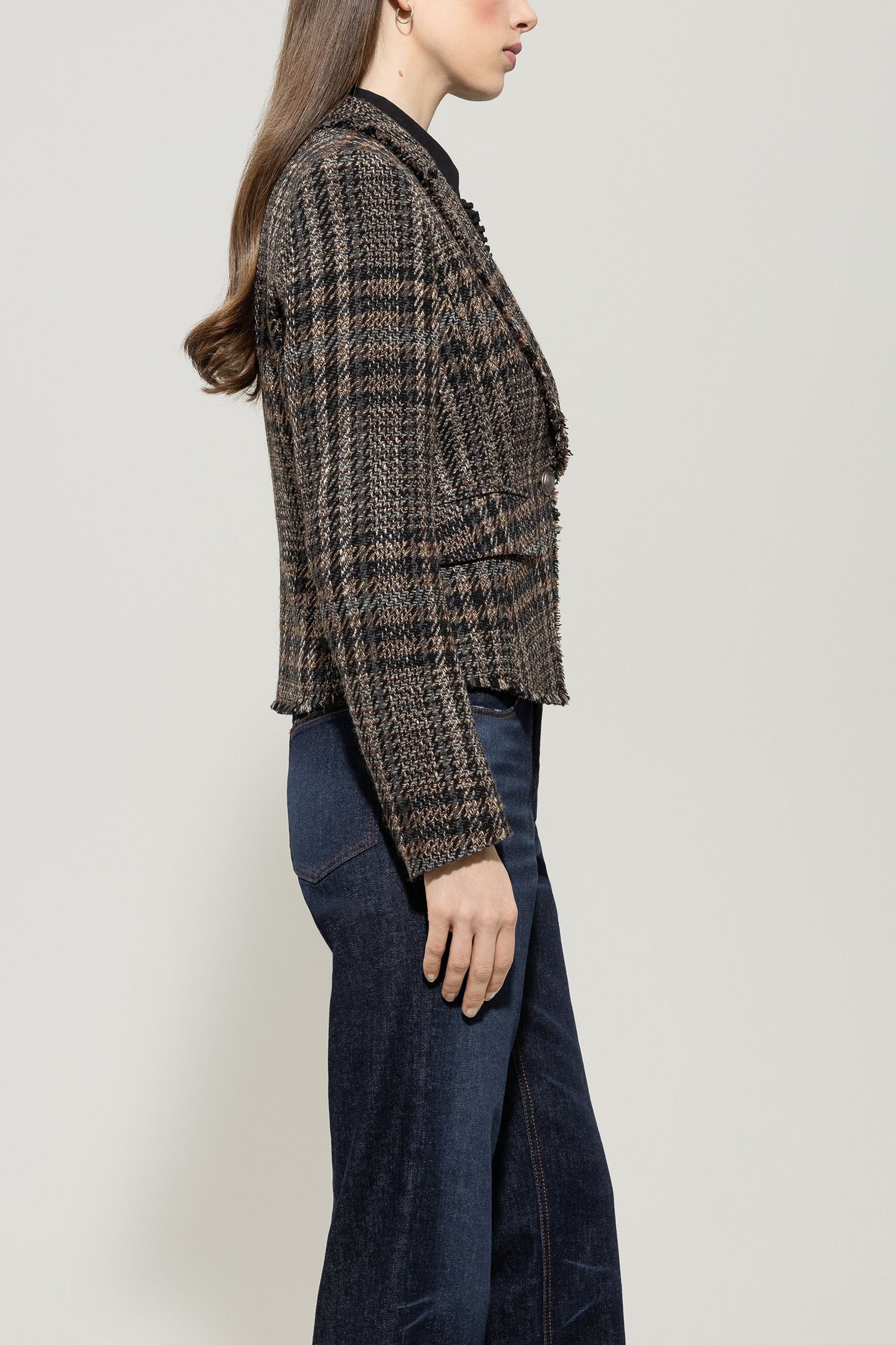 Karo-Ein-Knopf-Blazer