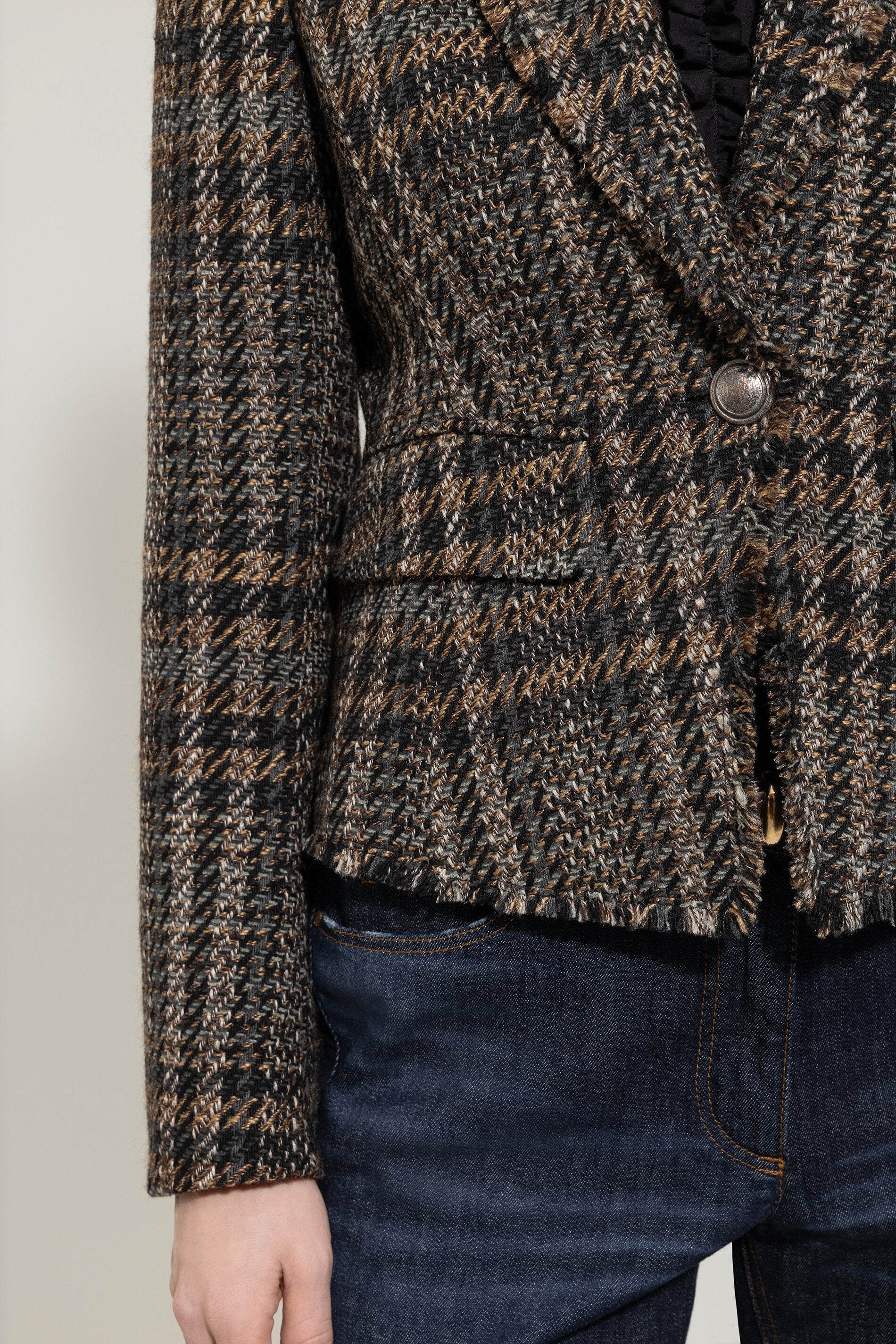 Karo-Ein-Knopf-Blazer