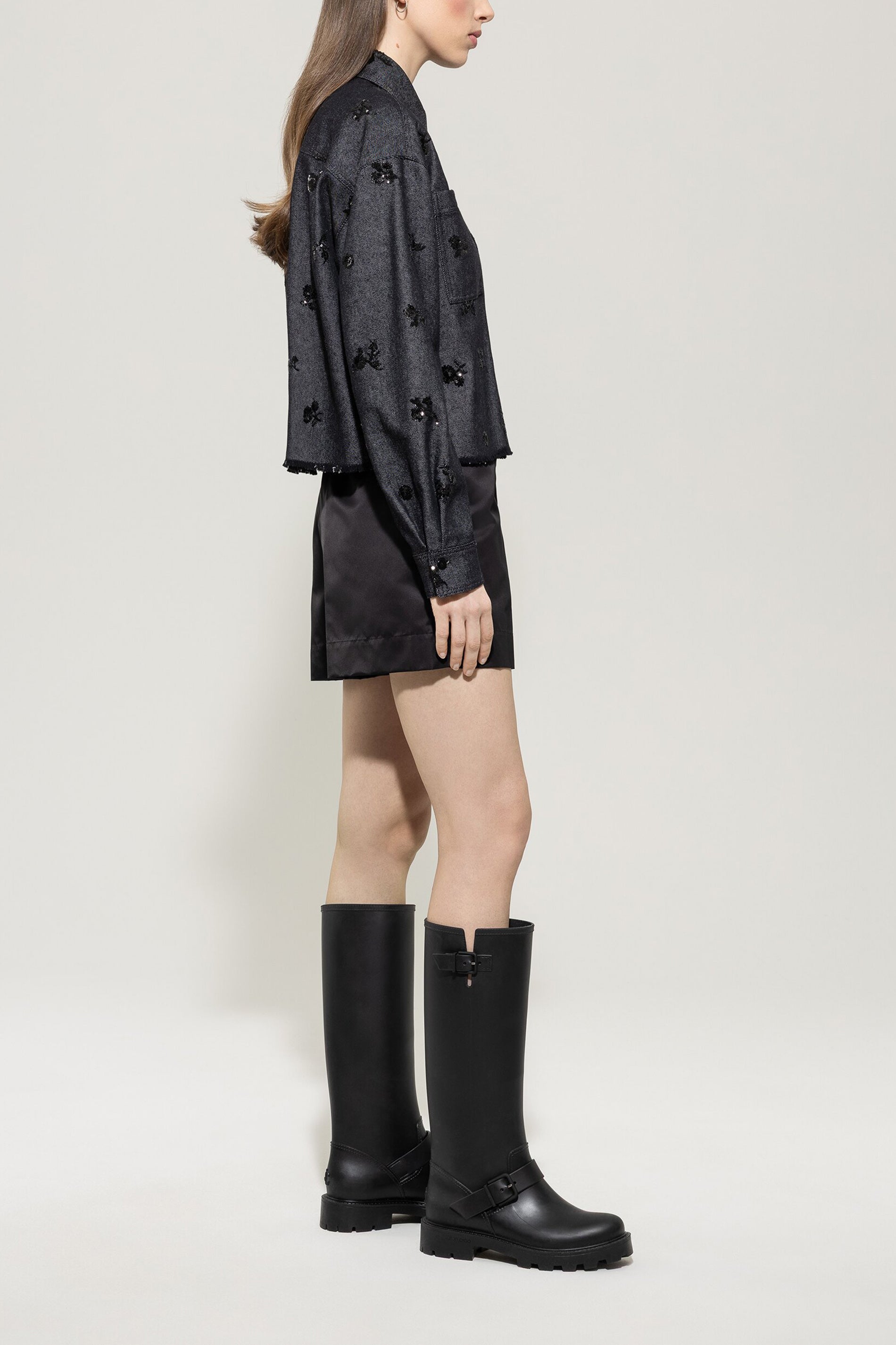 Pailletten-Denim-Hemd