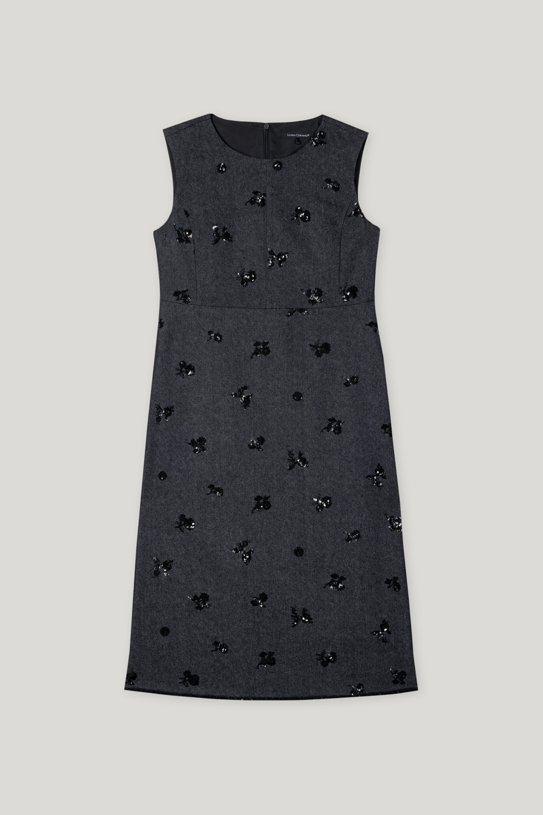Pailletten-Denim-Kleid