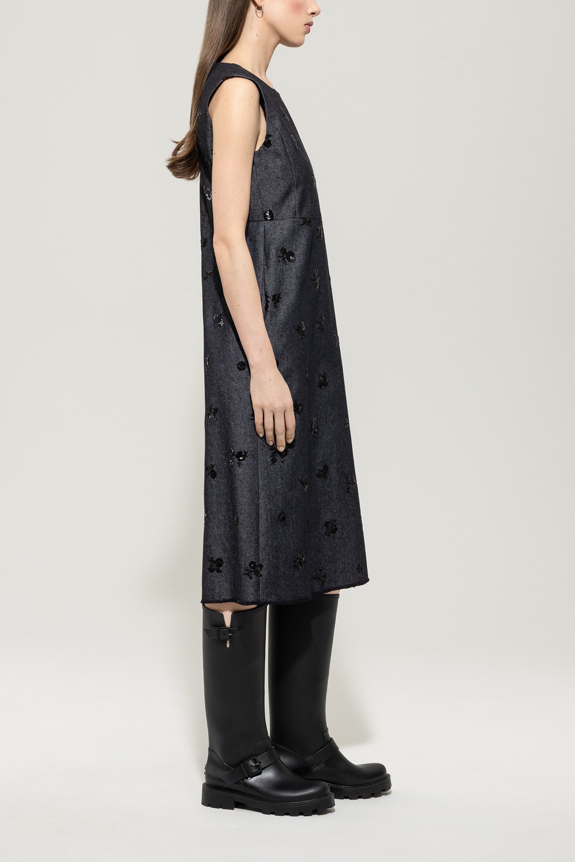 Pailletten-Denim-Kleid
