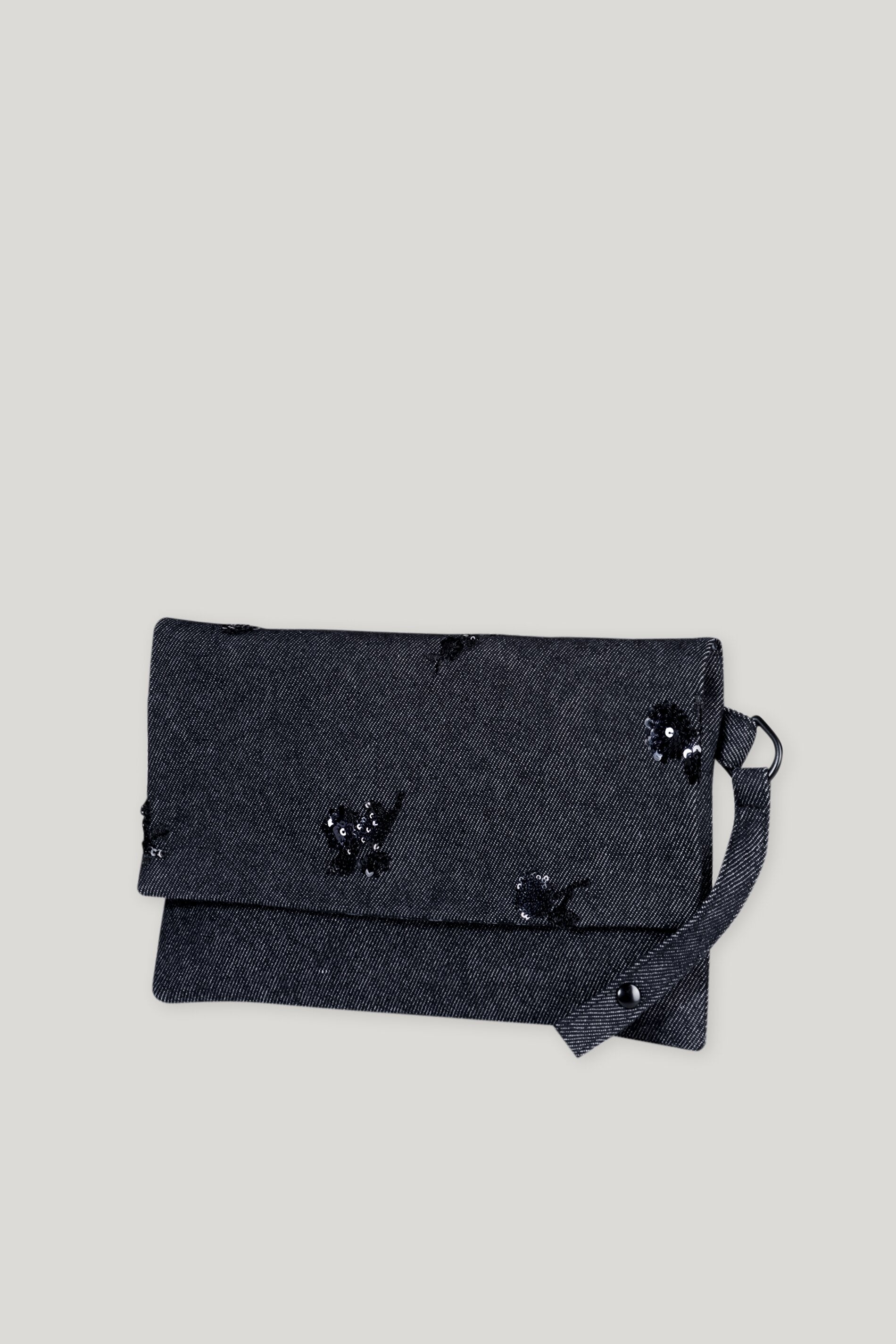 Pailletten-Denim-Clutch