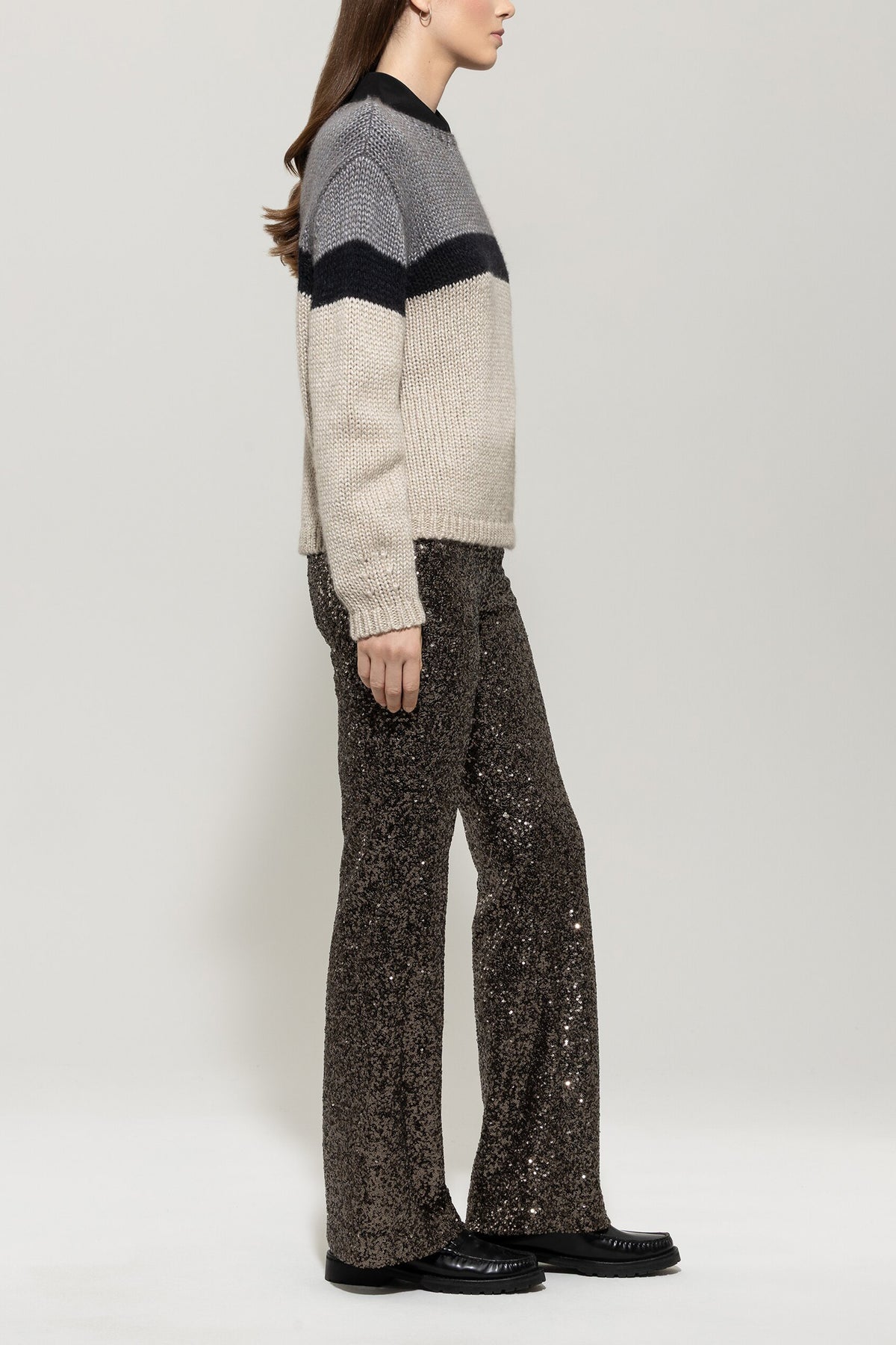 Flared-Pants mit Pailletten