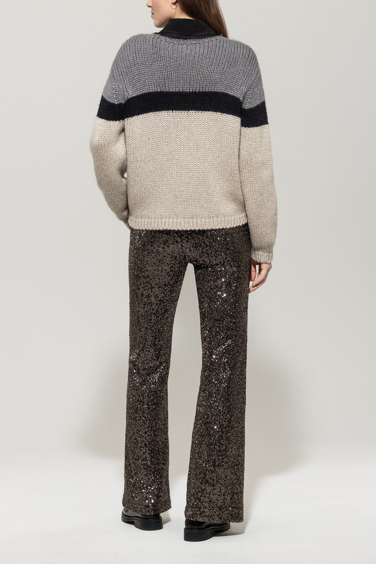 Flared-Pants mit Pailletten