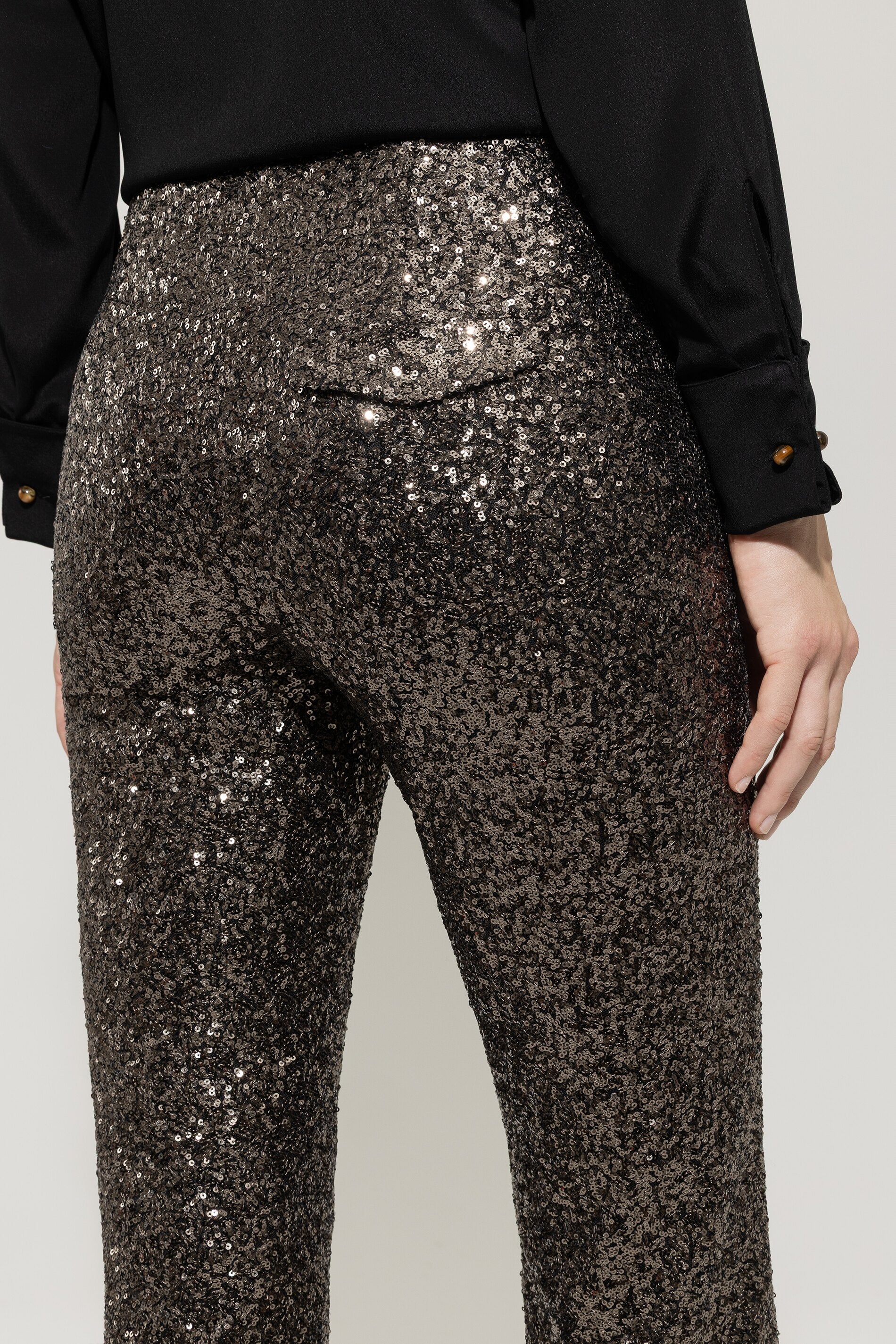 Flared-Pants mit Pailletten