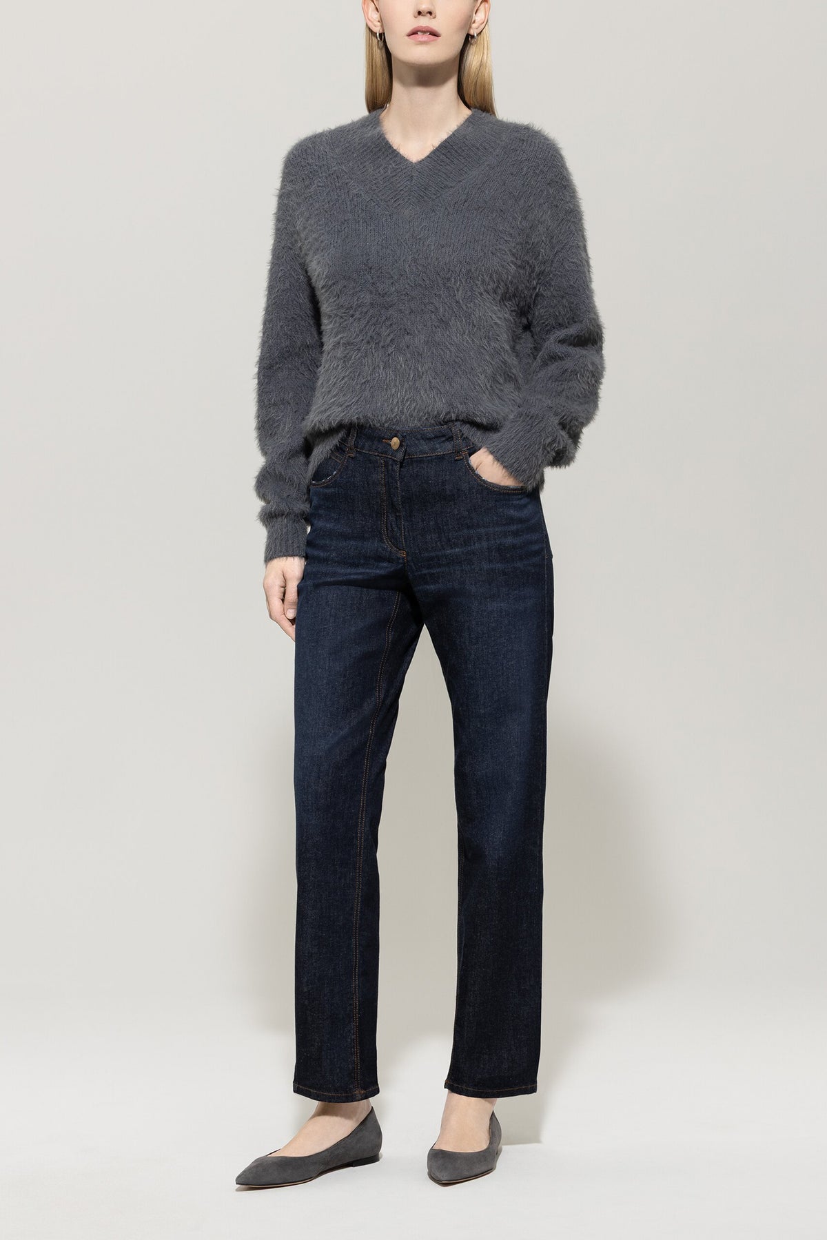 V-Pullover aus Woll-Mix