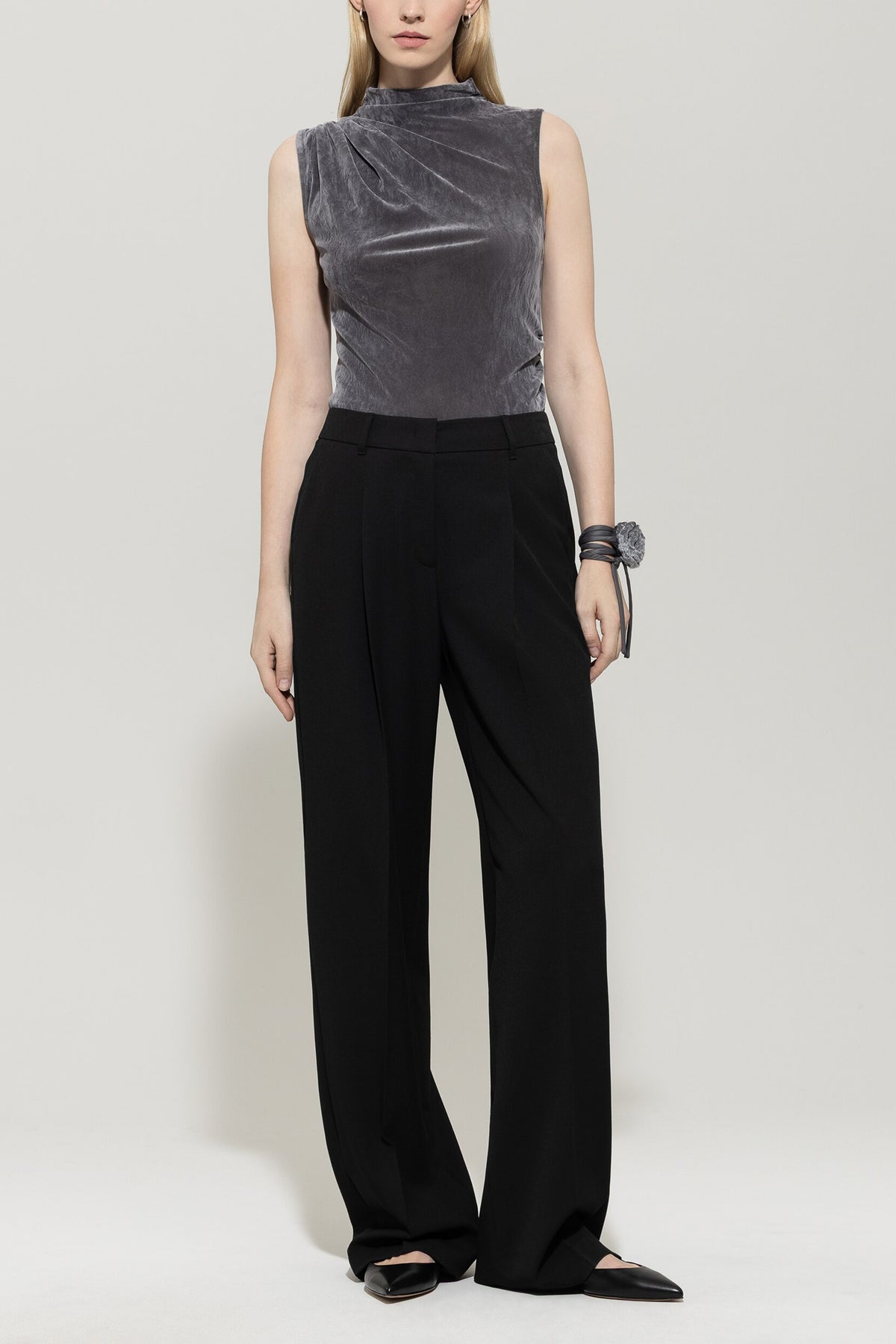 Turtleneck-Samt-Top