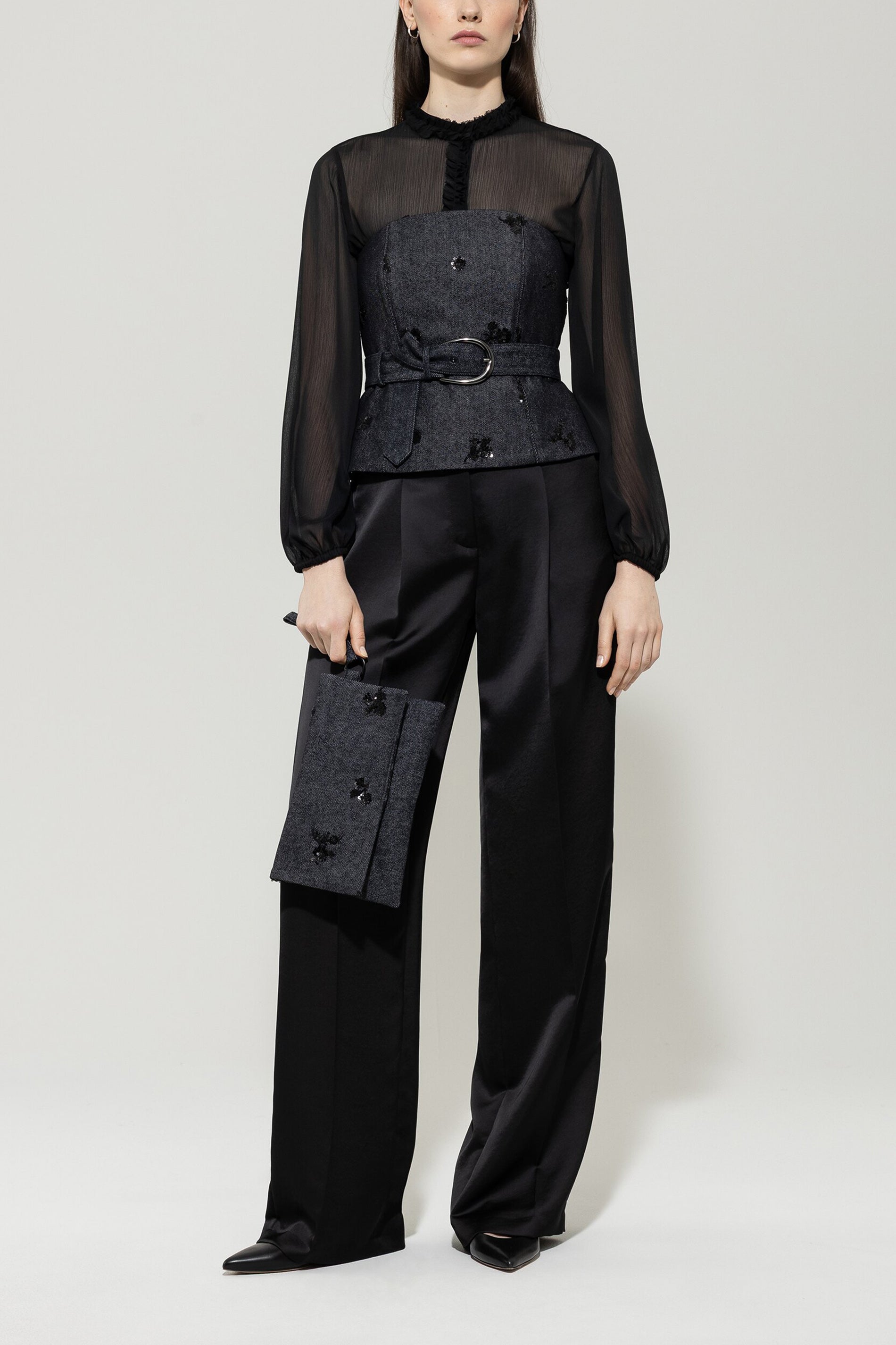 Wideleg-Pants mit Bundfalte