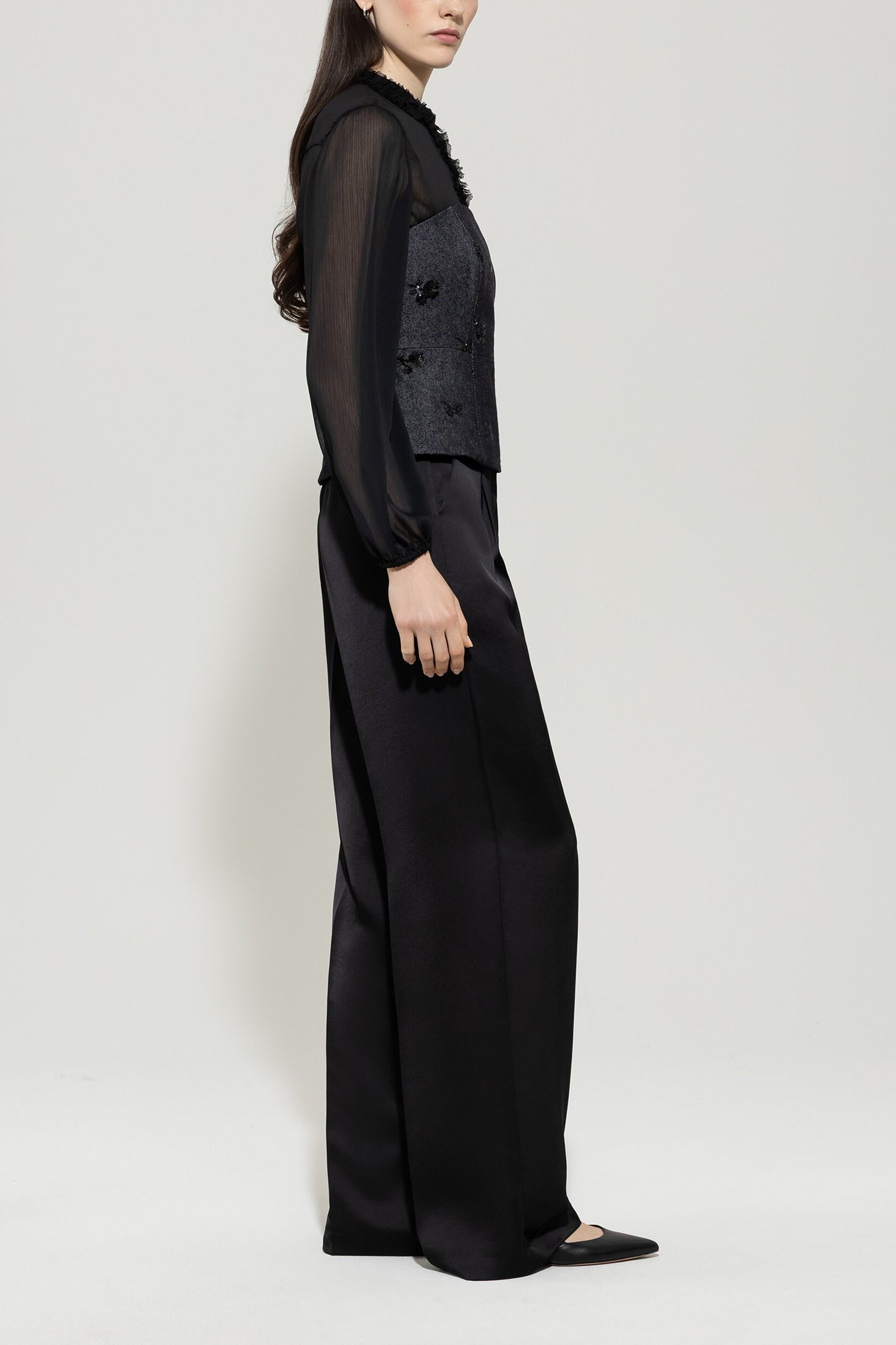 Wideleg-Pants mit Bundfalte