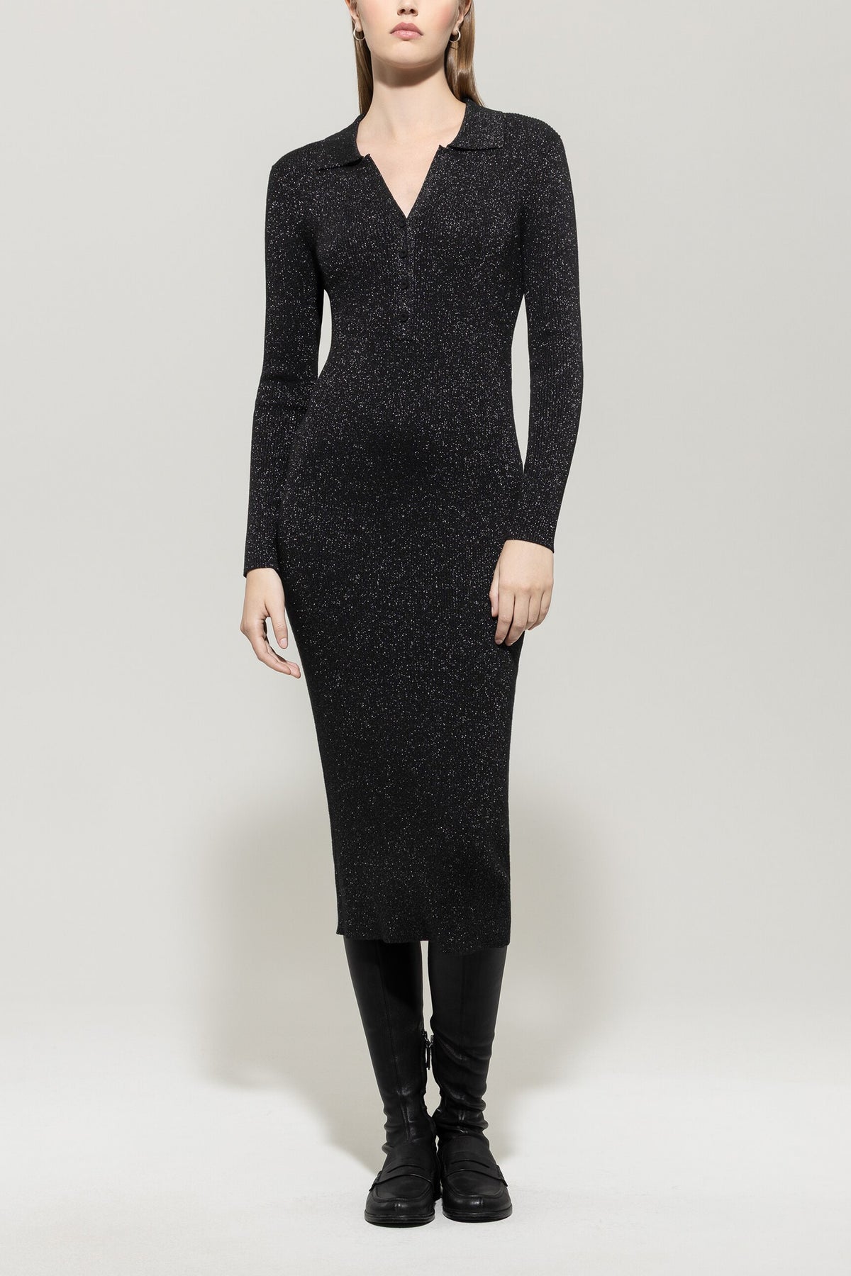 Langarm-Kleid aus Woll-Mix