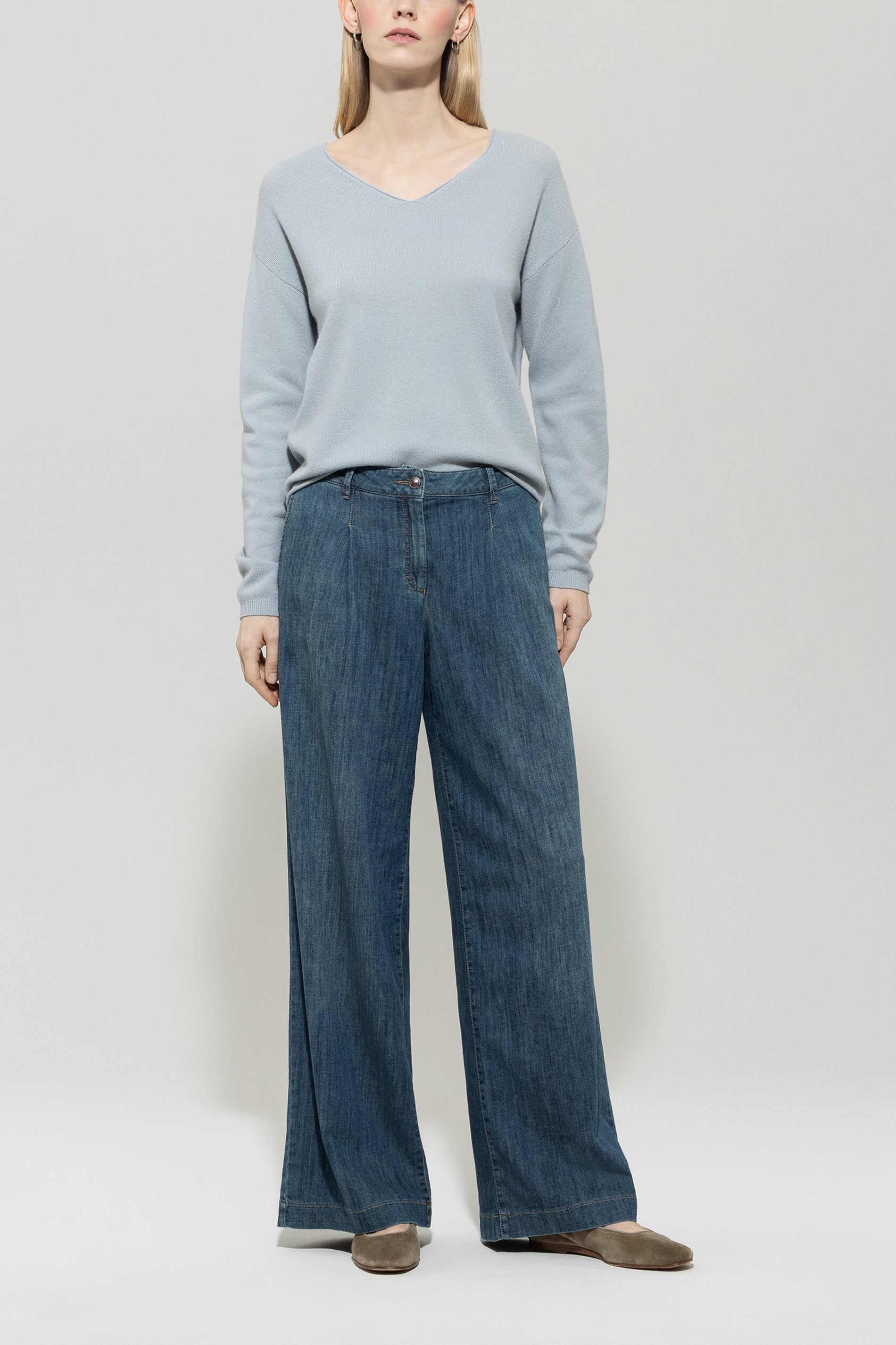 V-Pullover aus Kaschmir-Mix
