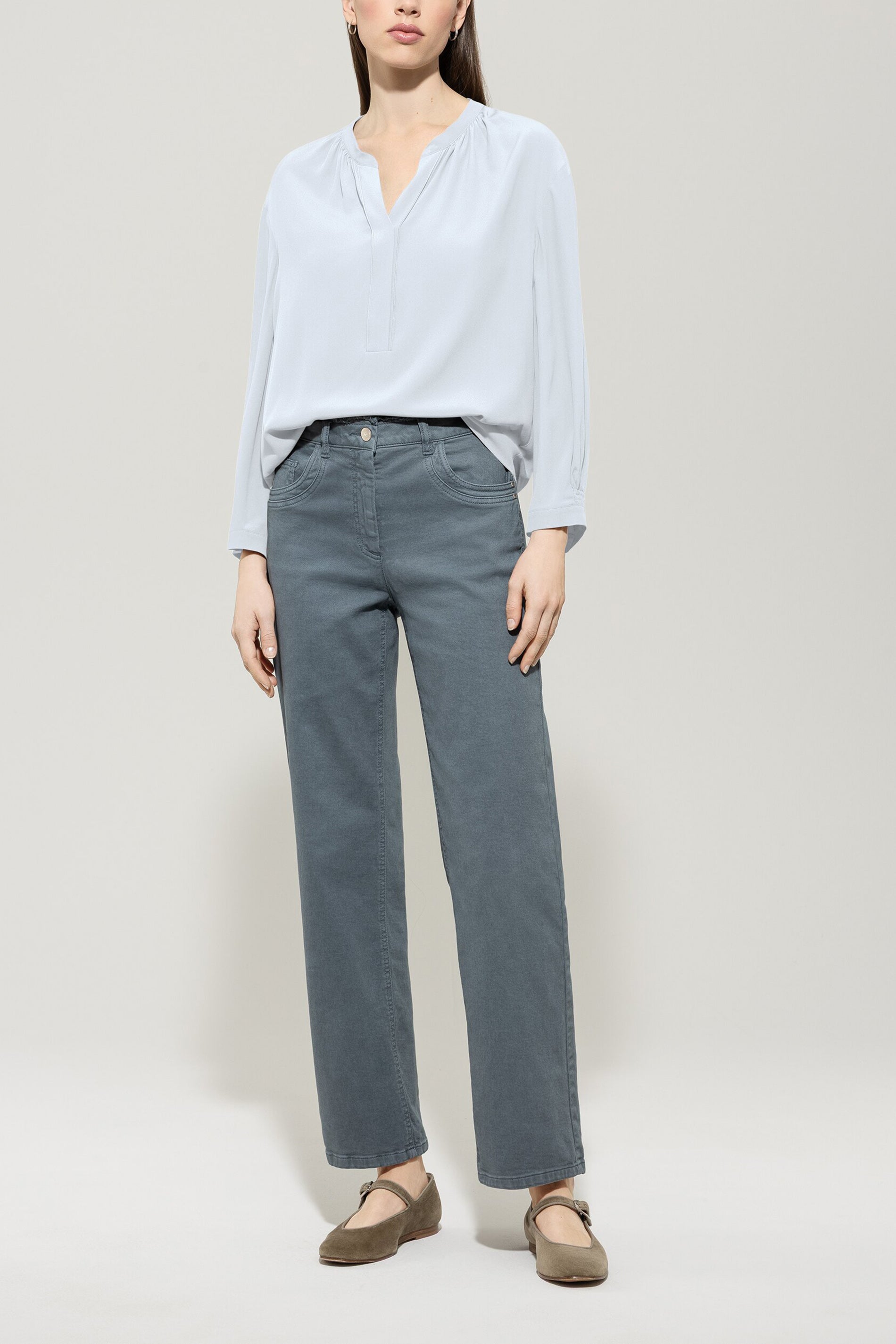 Tunika-Bluse aus Seiden-Mix