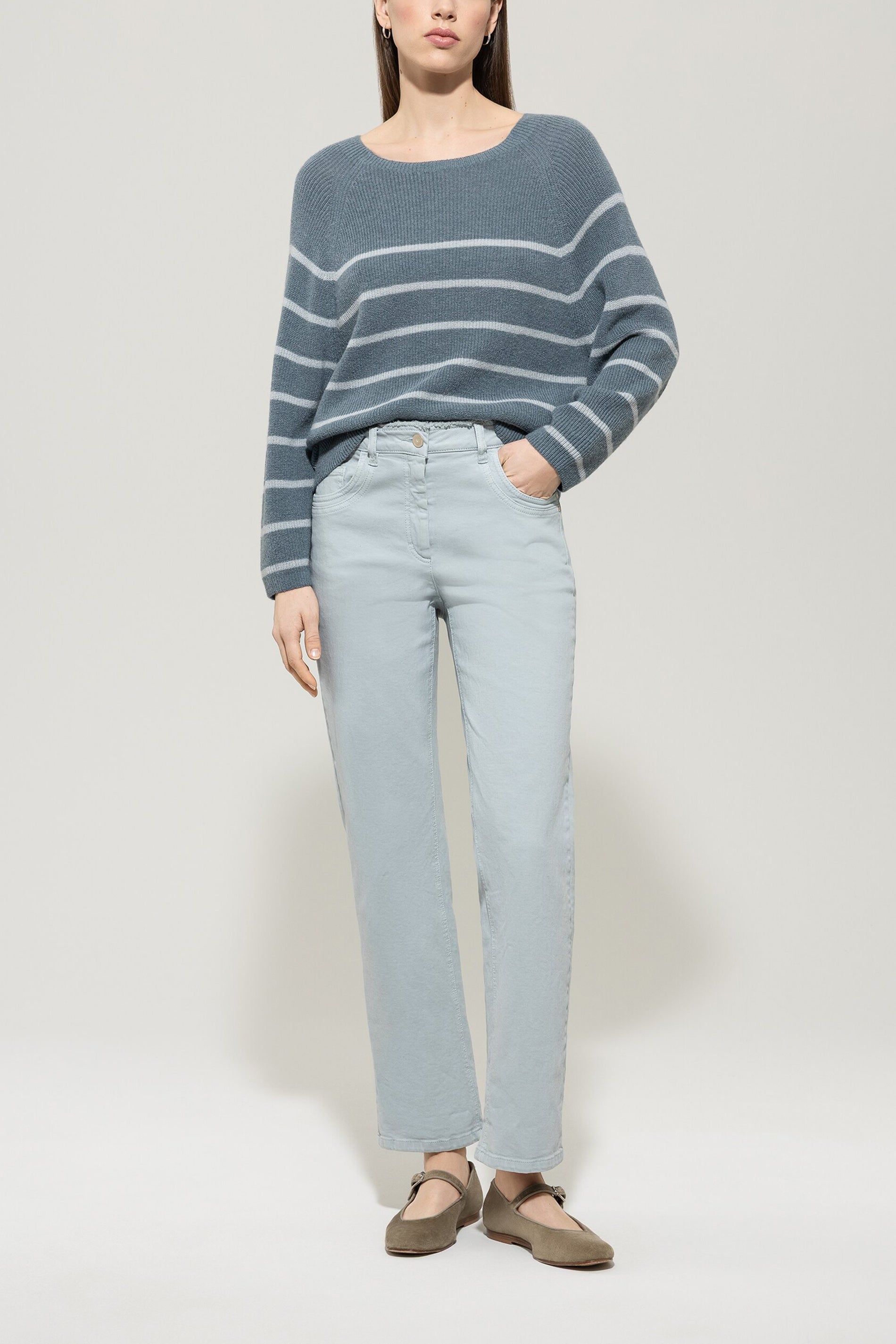 Streifen-Raglan-Pullover