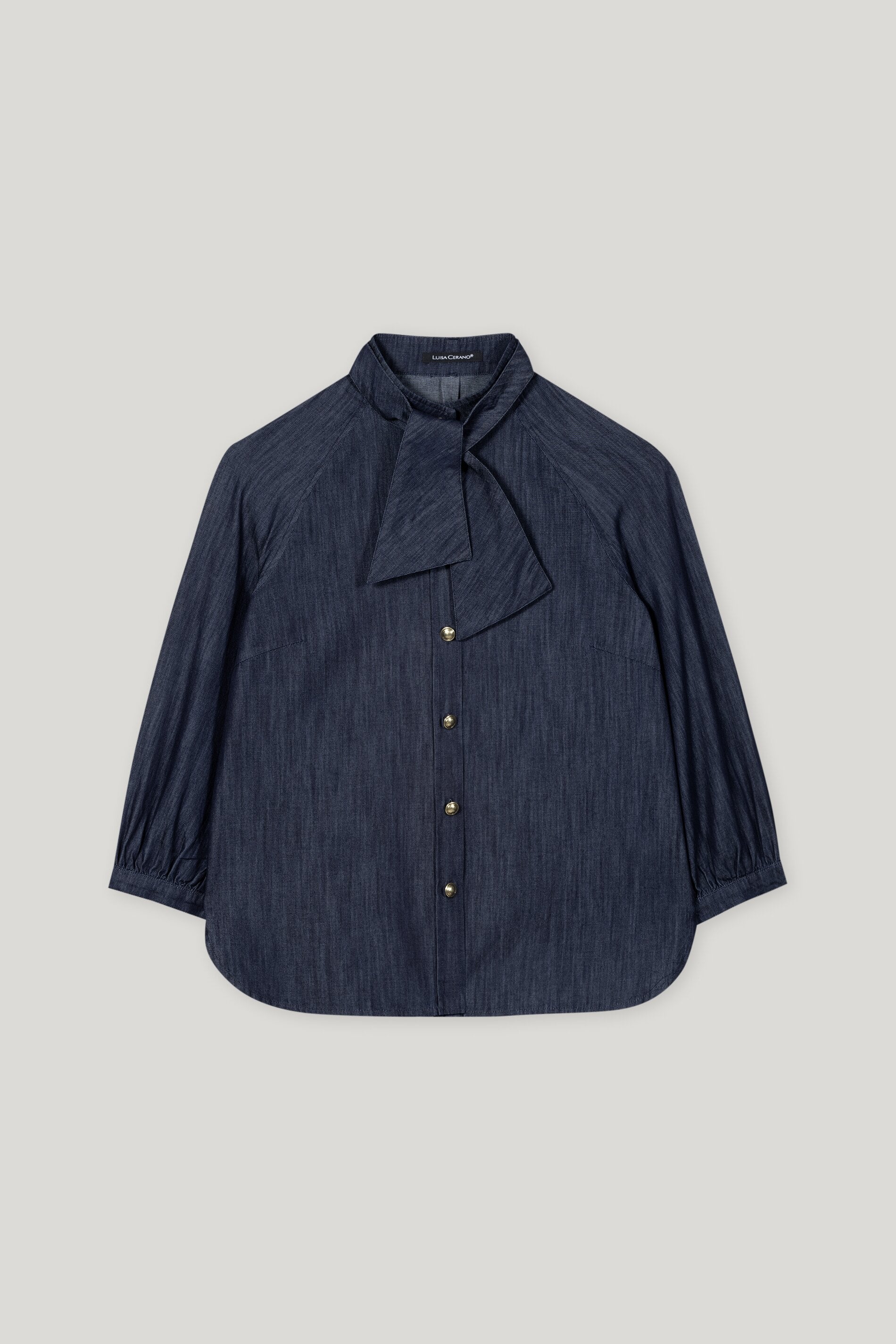 Denim-Bluse mit Schluppe