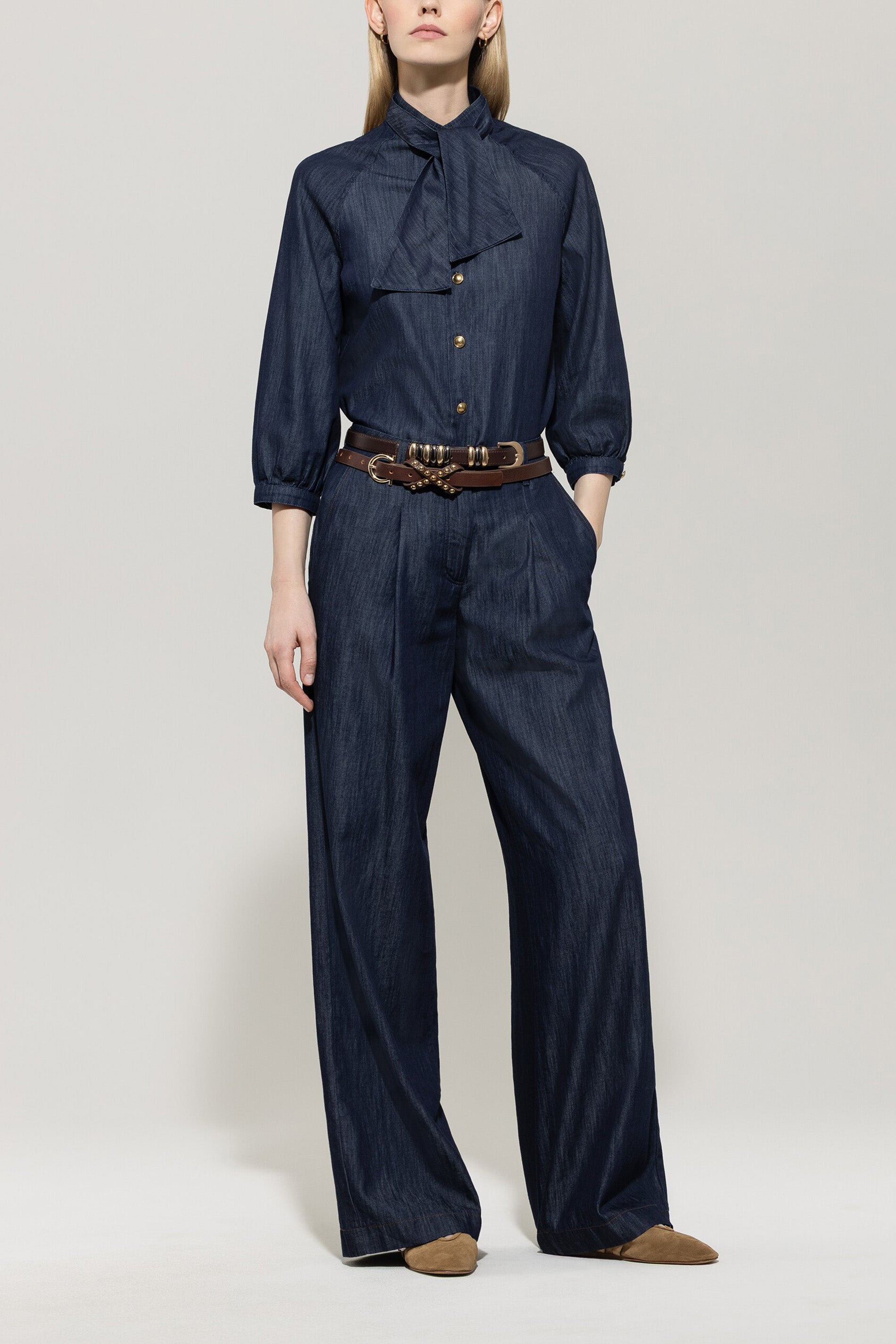 Denim-Bluse mit Schluppe