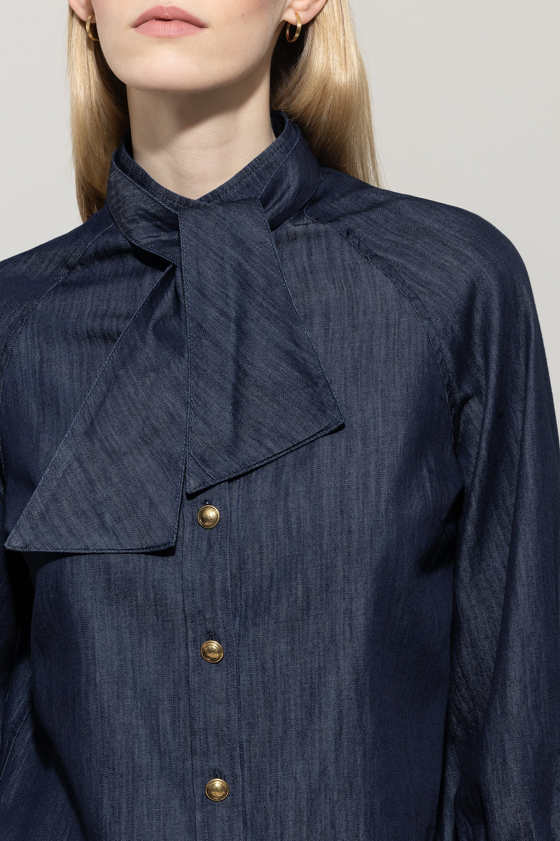 Denim-Bluse mit Schluppe