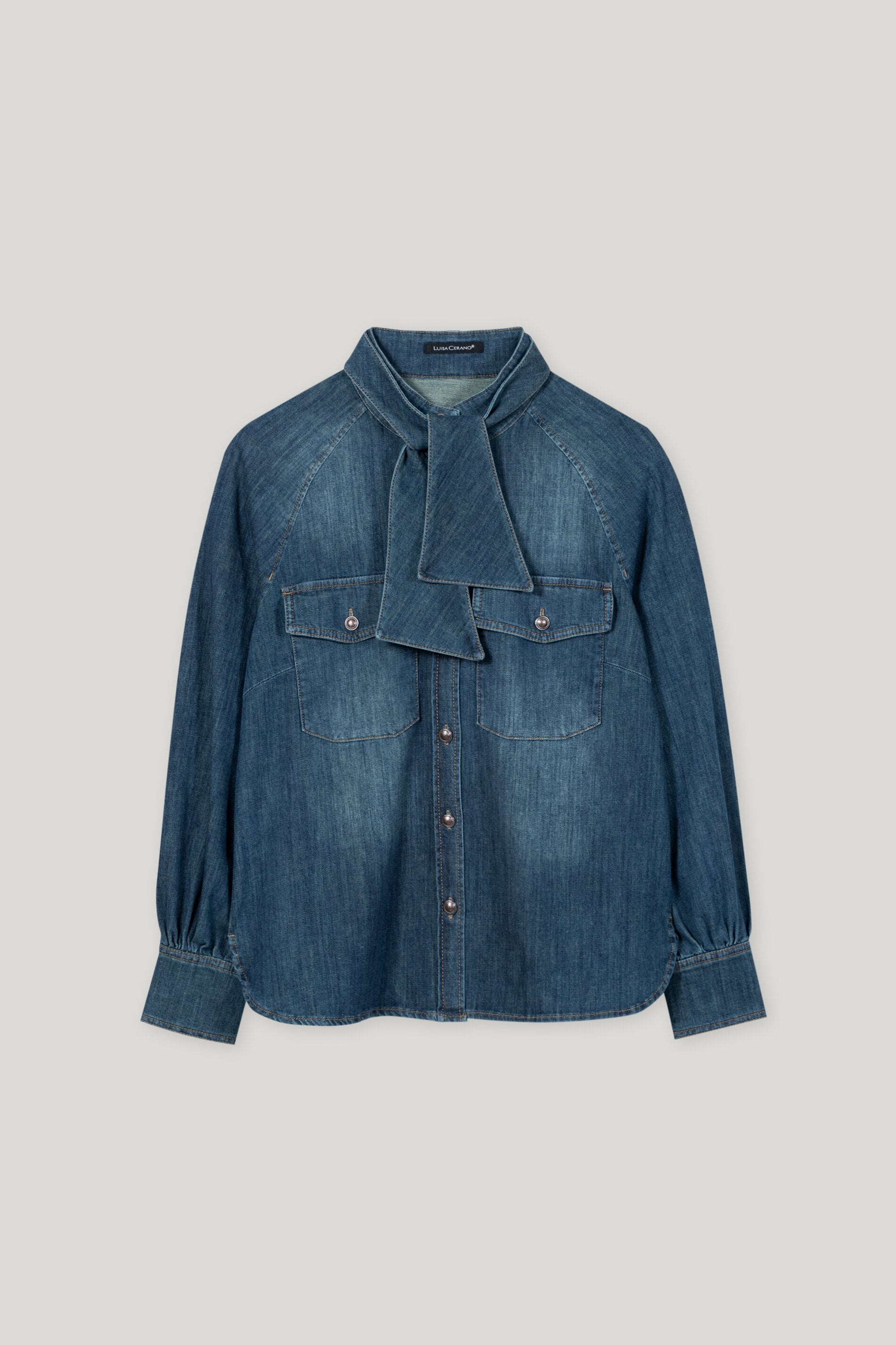 Denim-Bluse mit Schluppe