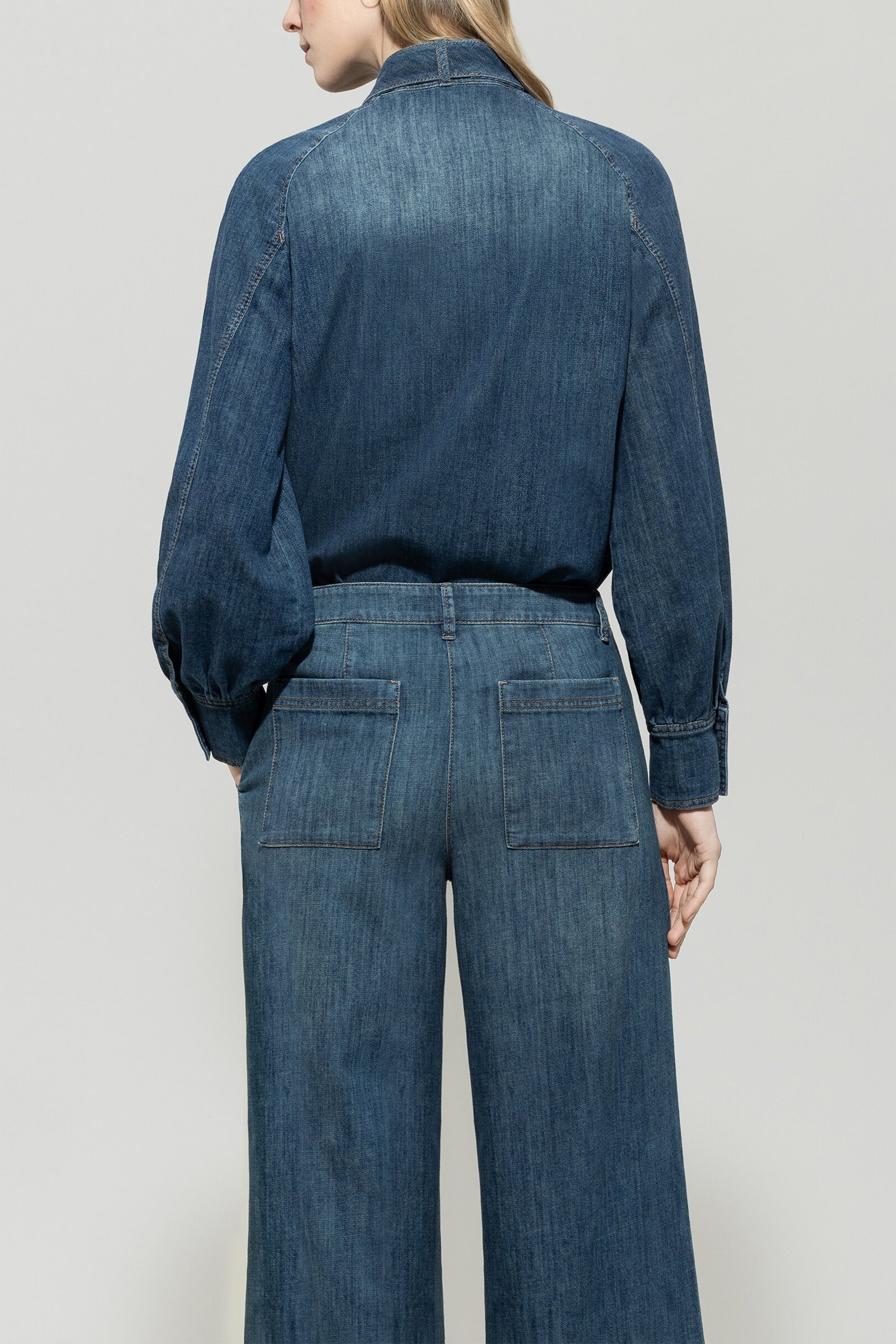 Denim-Bluse mit Schluppe