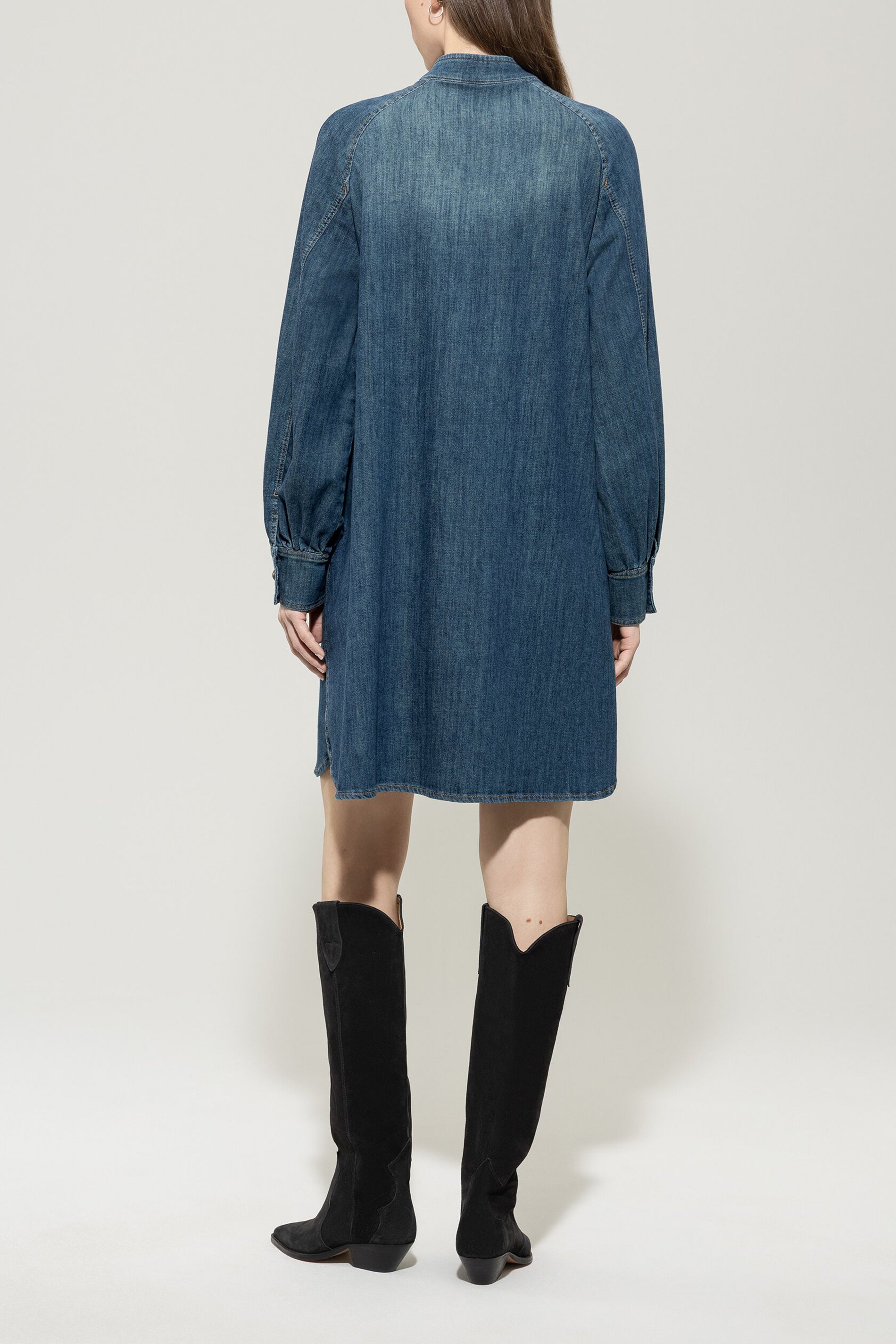 Denim-Kleid mit Rüschendetail