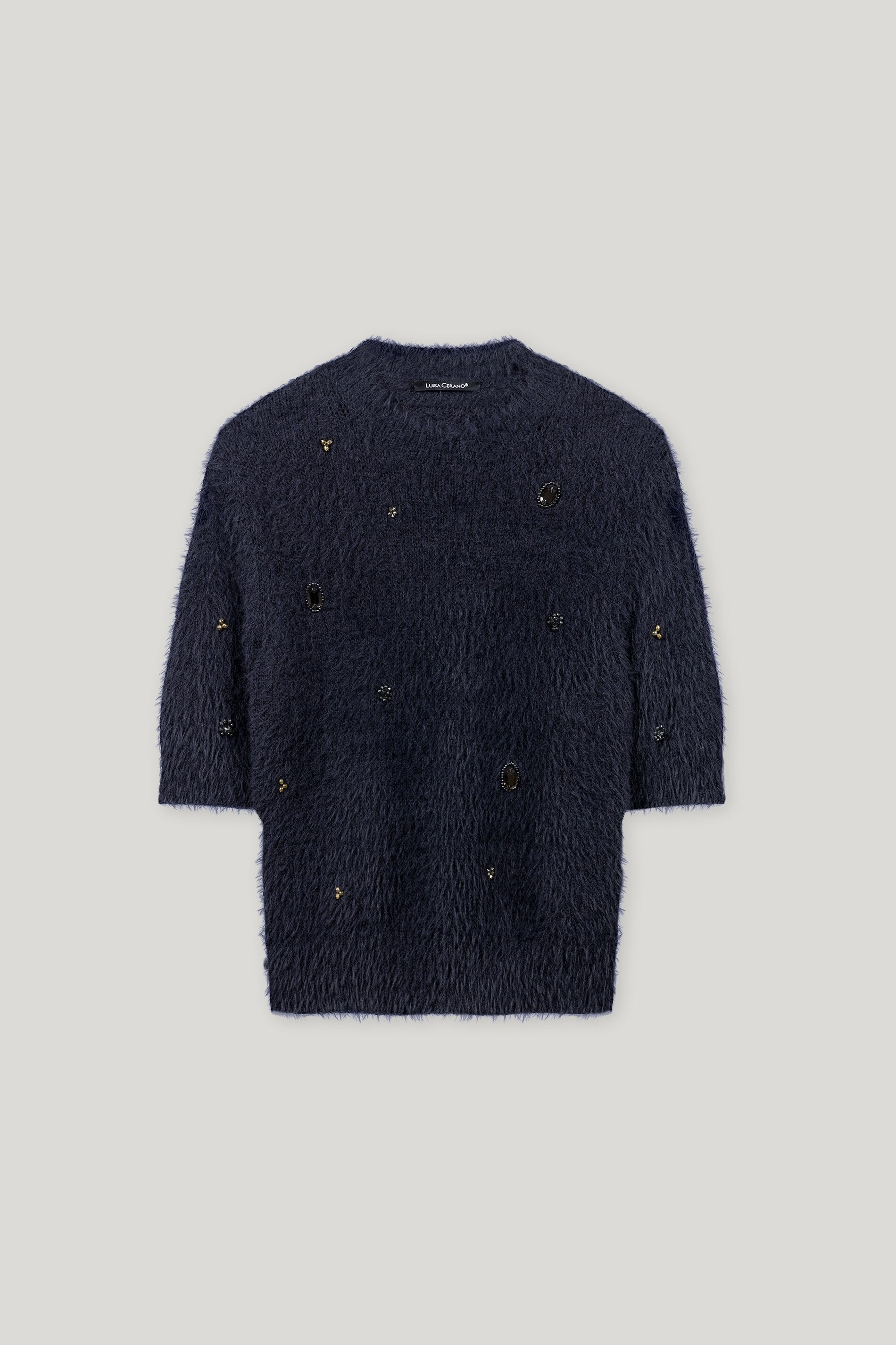 Kurzarm-Pullover mit Steinen