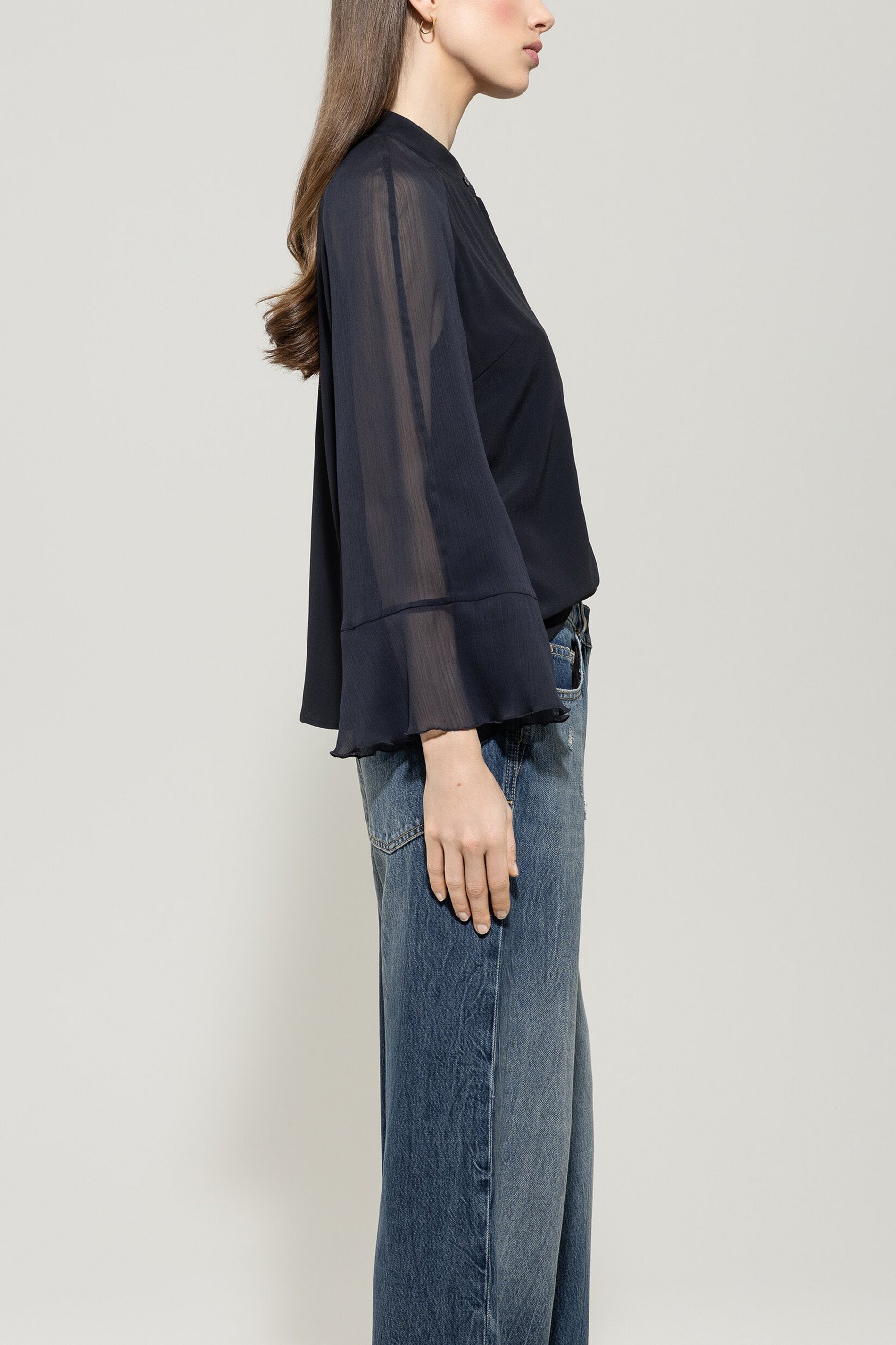 Weite Bluse aus Seiden-Mix
