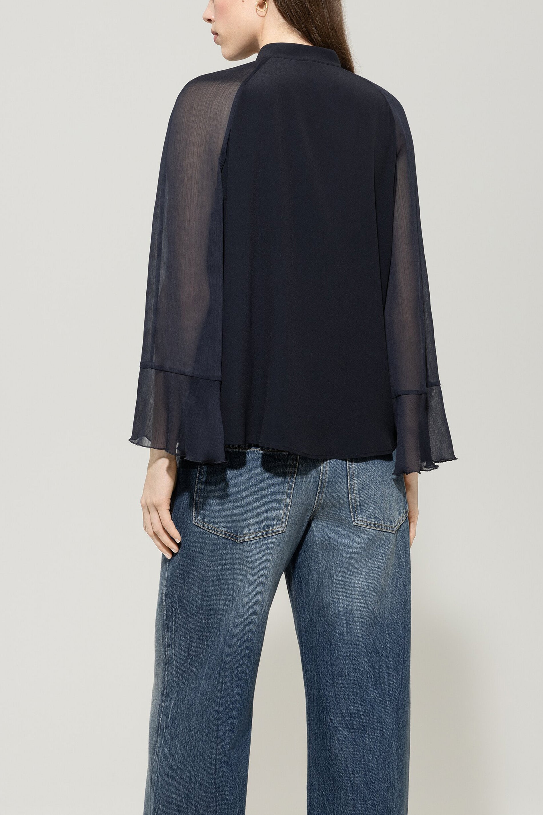 Weite Bluse aus Seiden-Mix