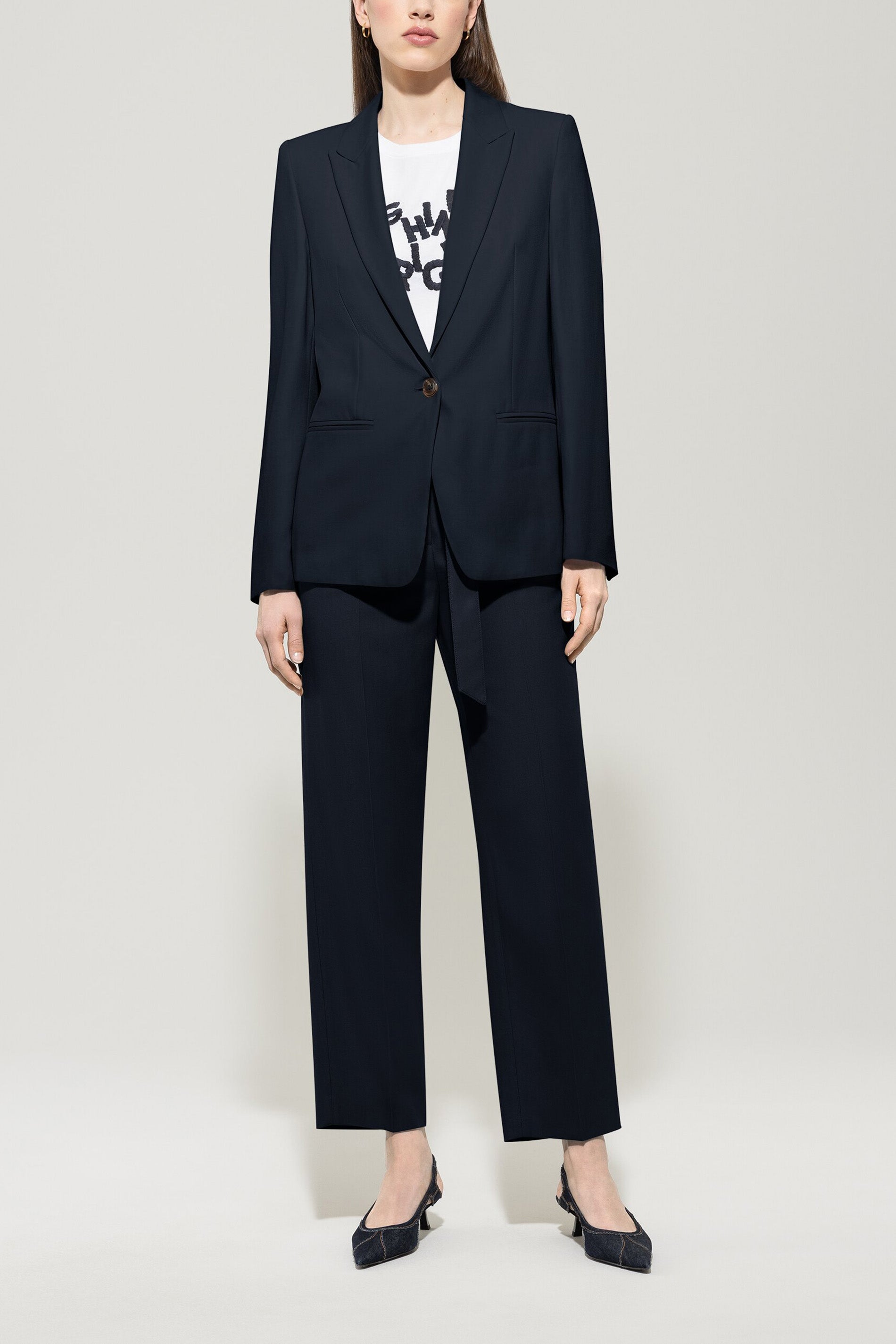 Gabardine-Ein-Knopf-Blazer