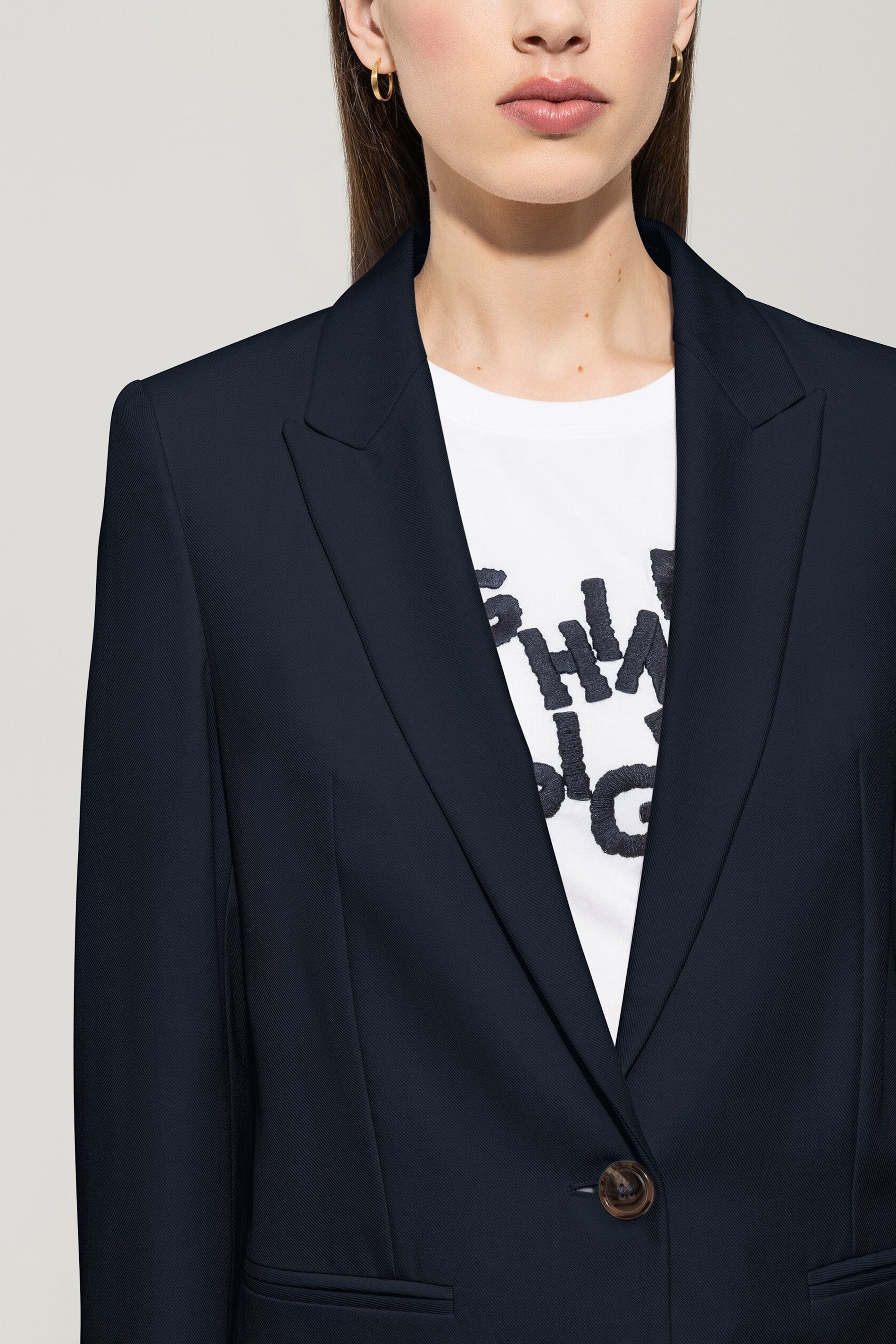 Gabardine-Ein-Knopf-Blazer