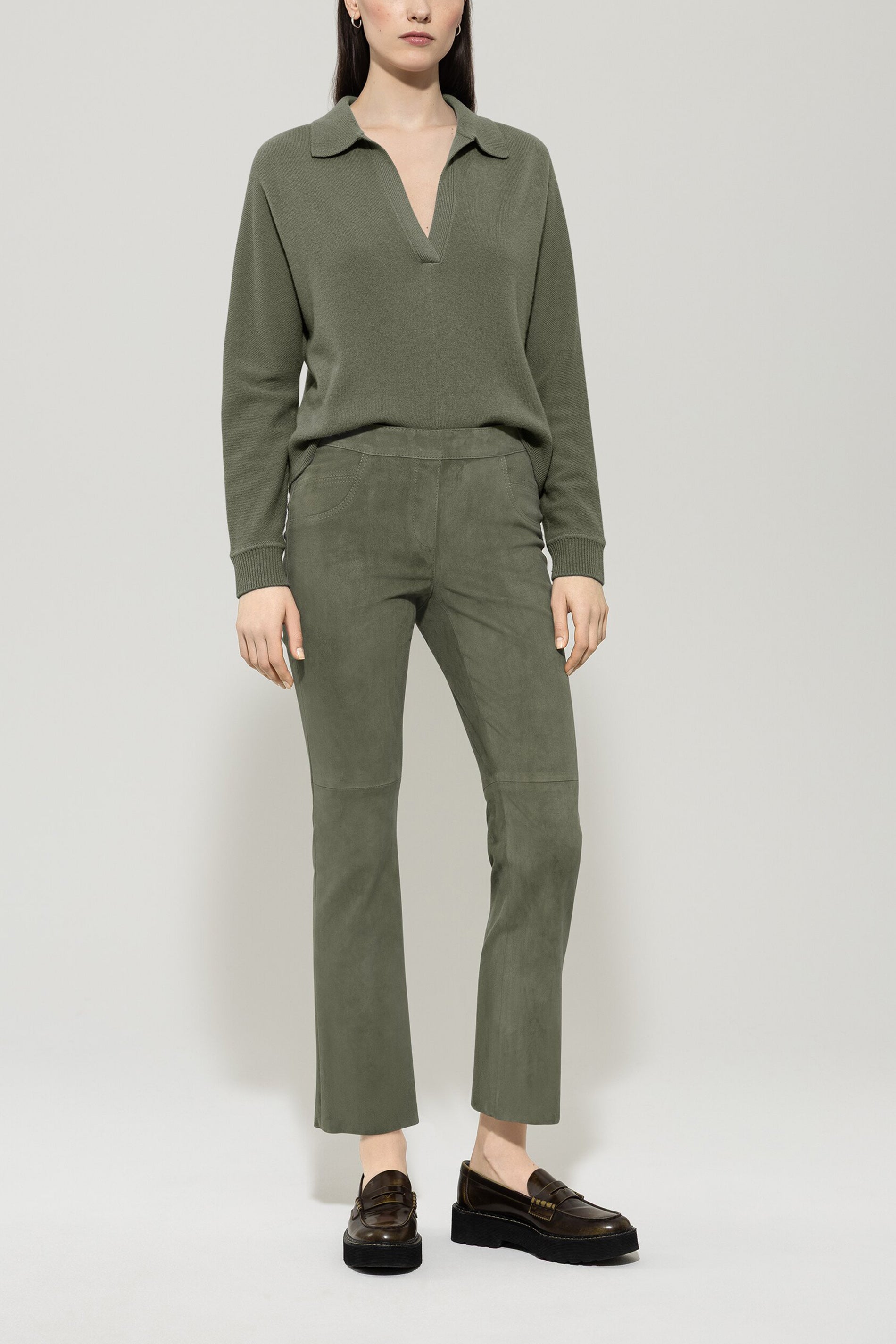 Veloursleder-Babyflare-Pants