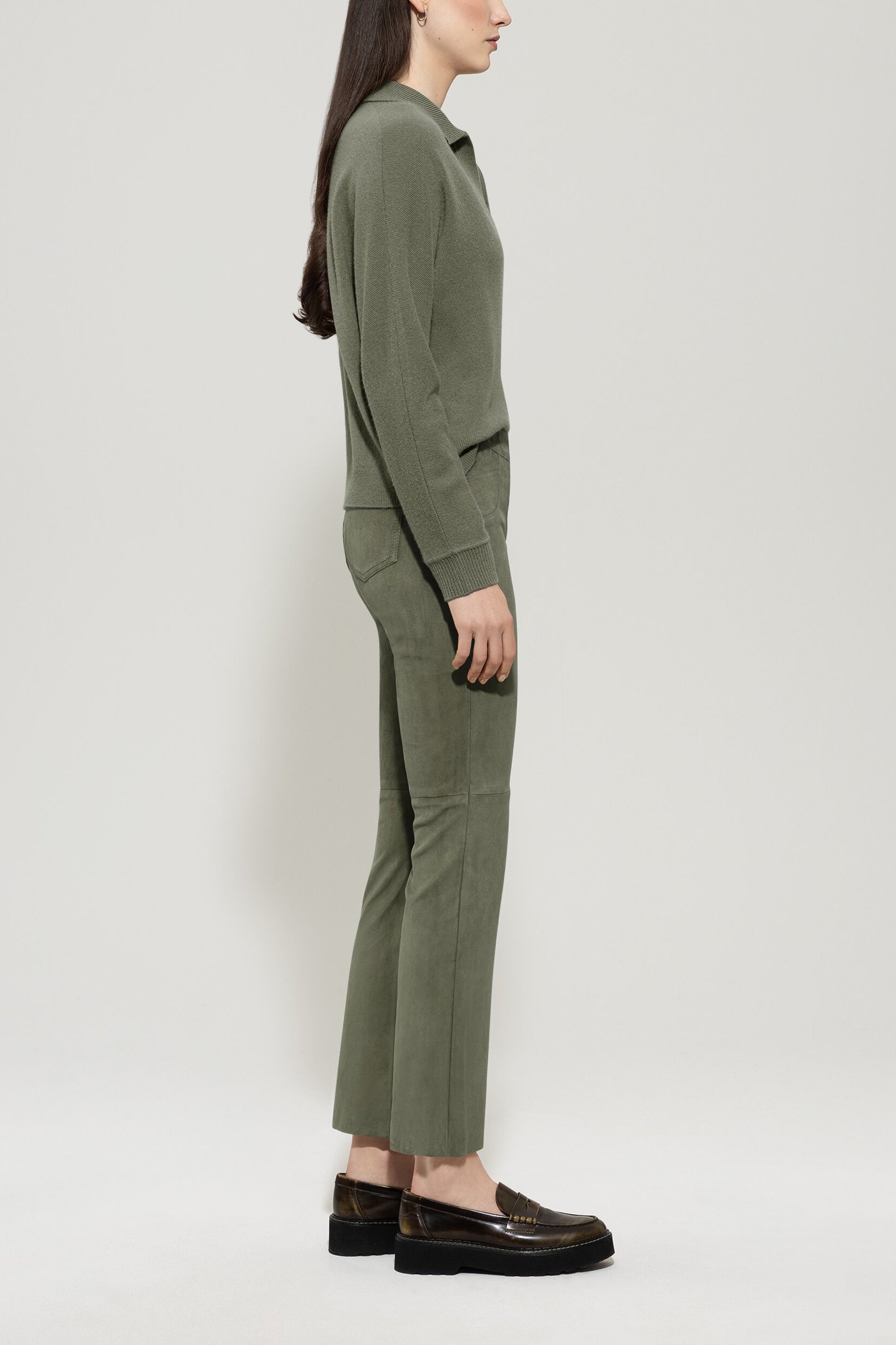 Veloursleder-Babyflare-Pants