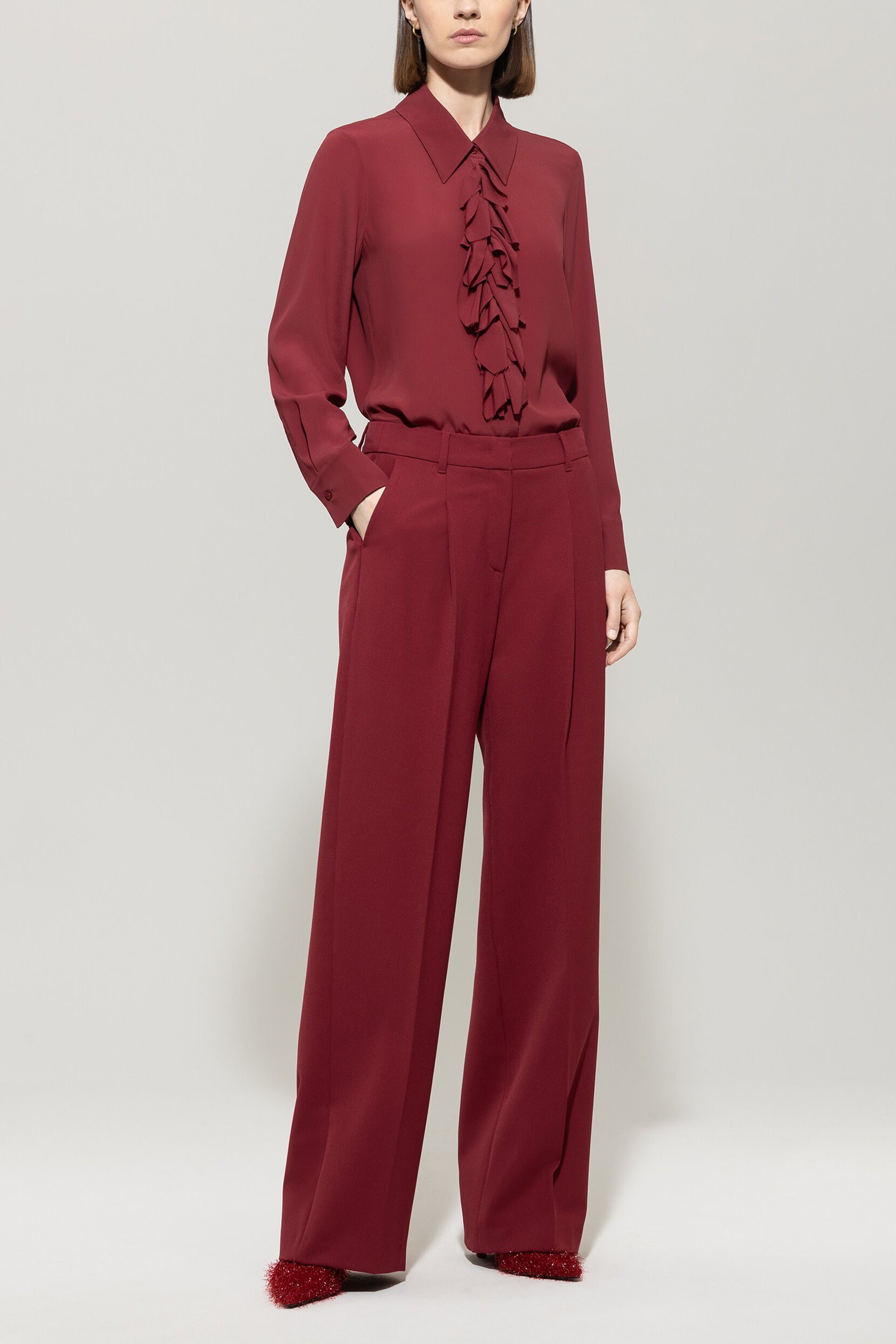 Rüschenbluse aus Seiden-Mix