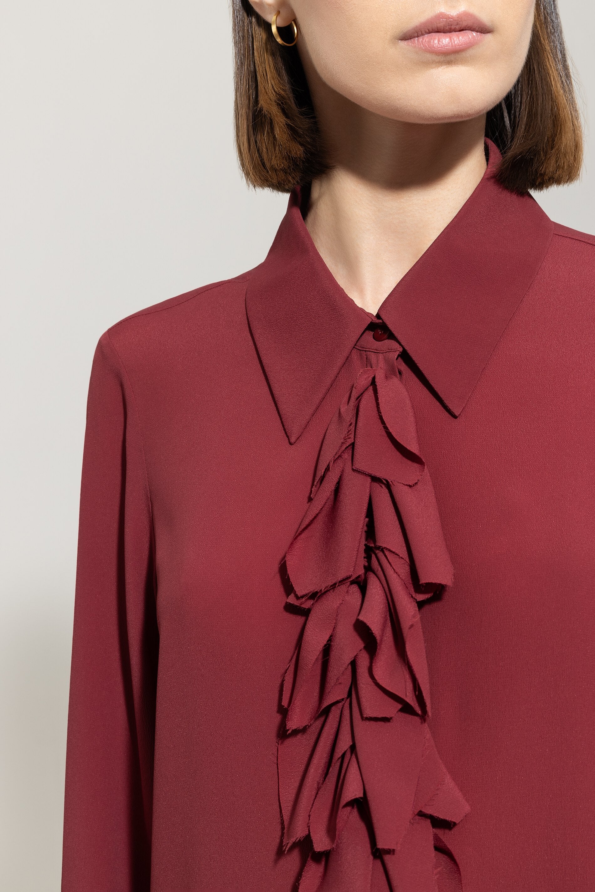 Rüschenbluse aus Seiden-Mix