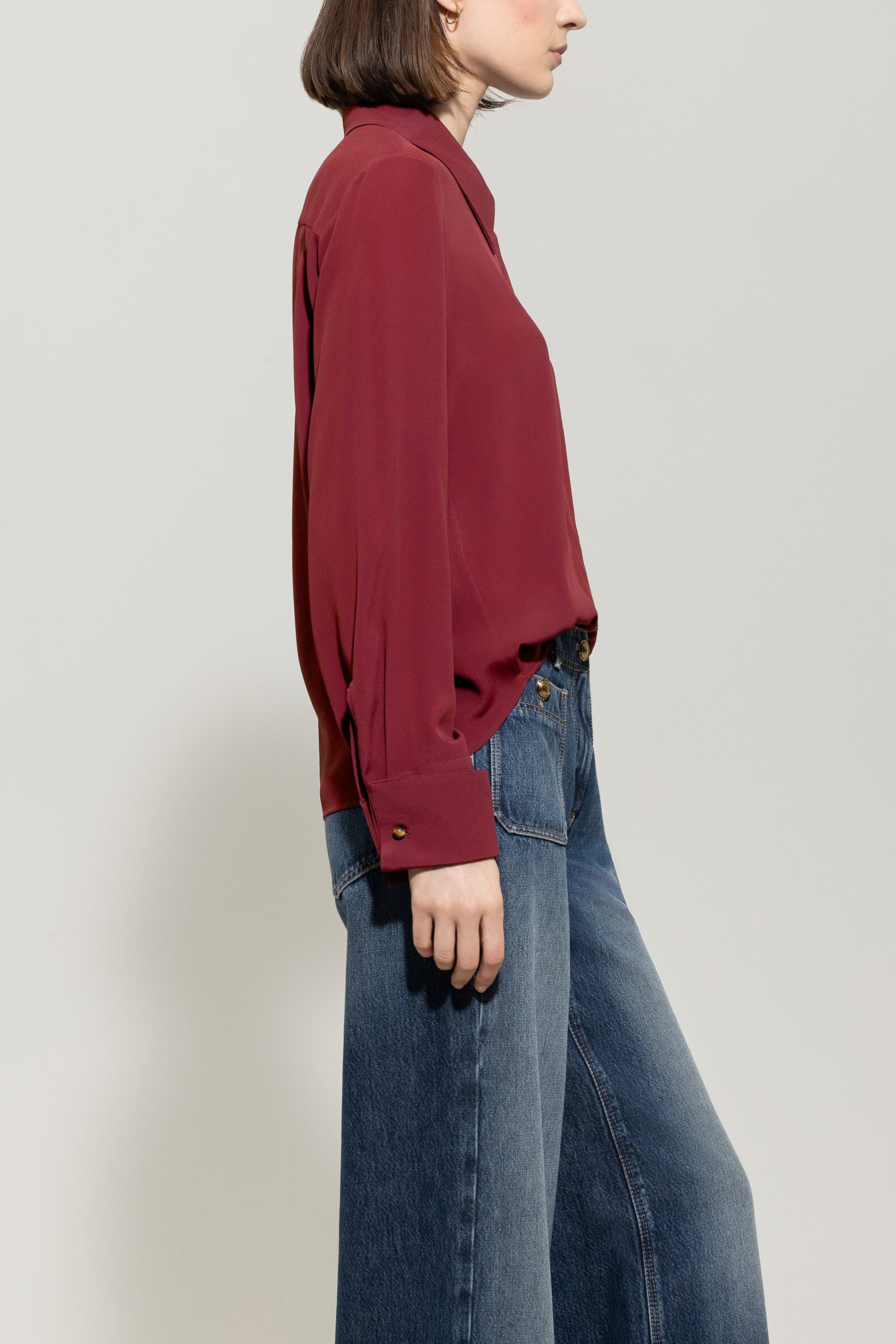 Hemdbluse aus Seiden-Mix