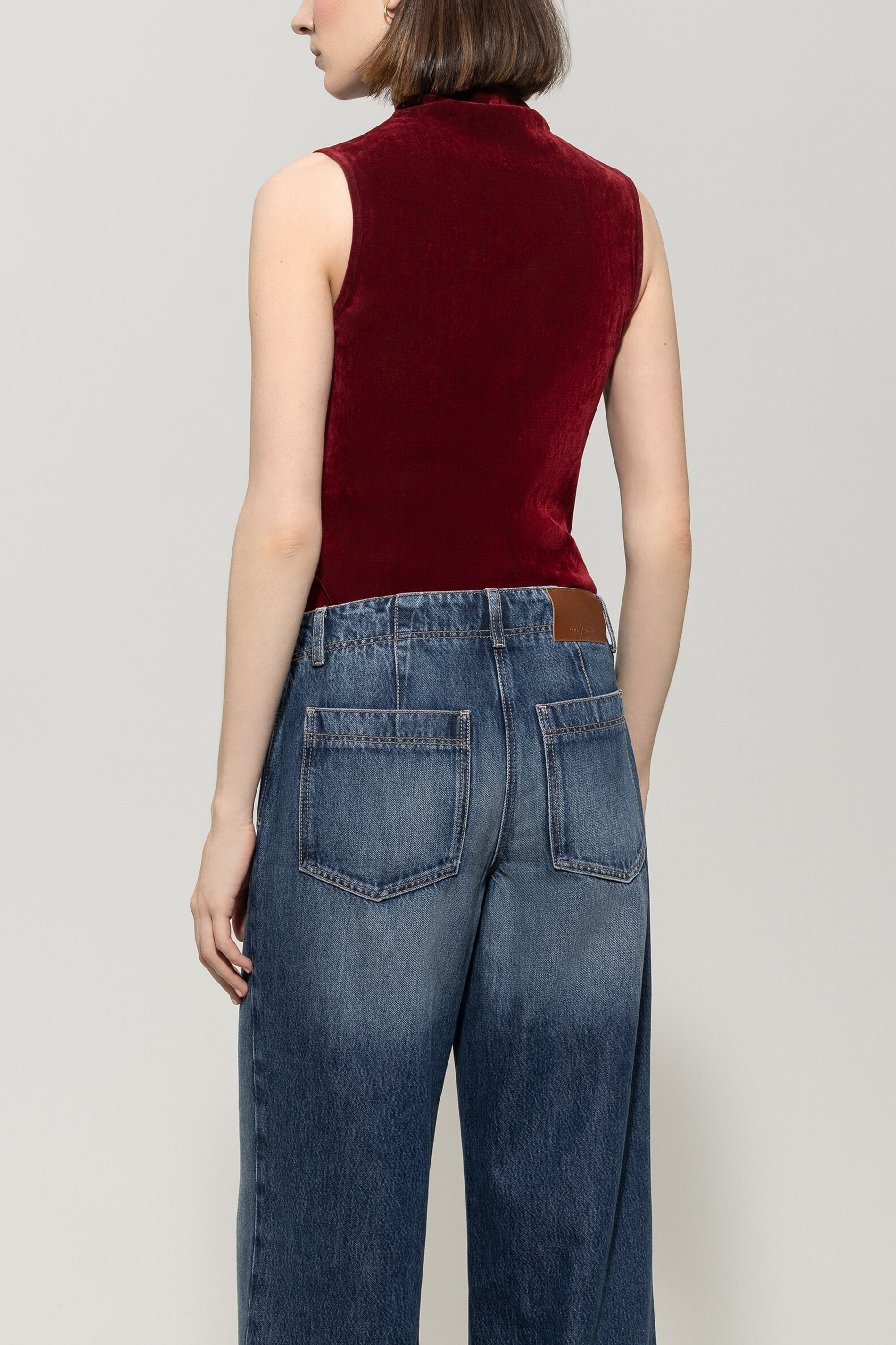 Turtleneck-Samt-Top