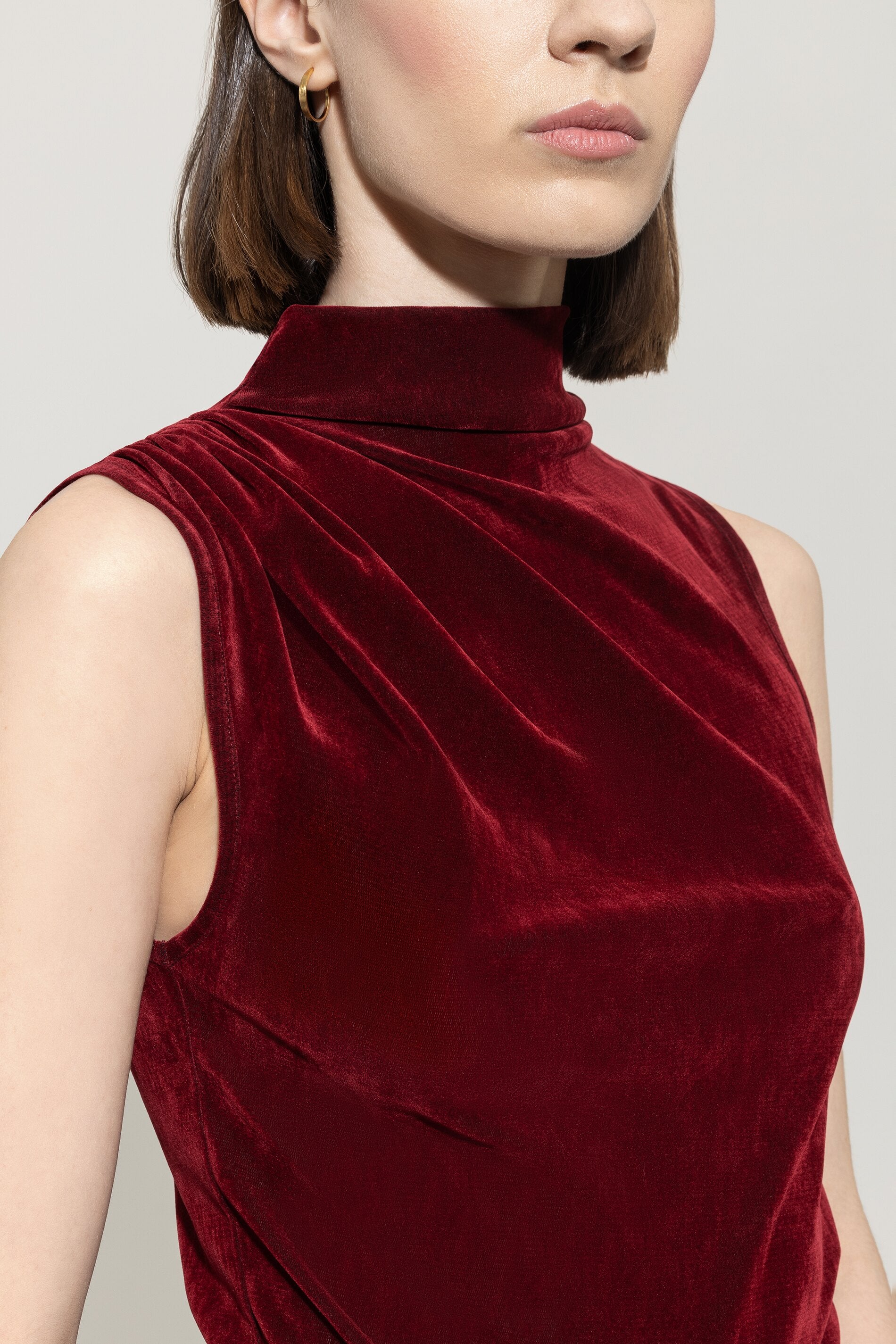 Turtleneck-Samt-Top
