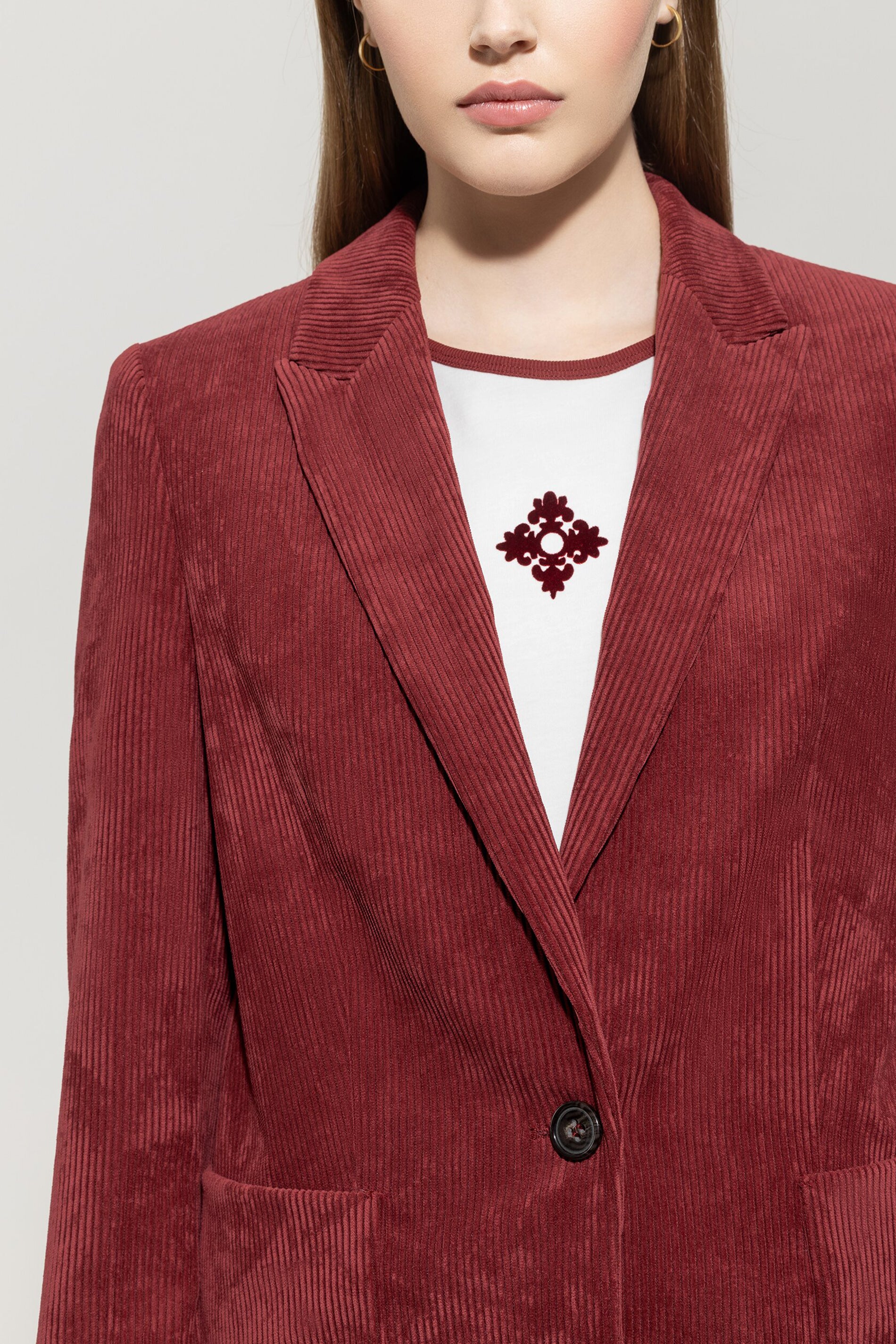 Cord-Ein-Knopf-Blazer