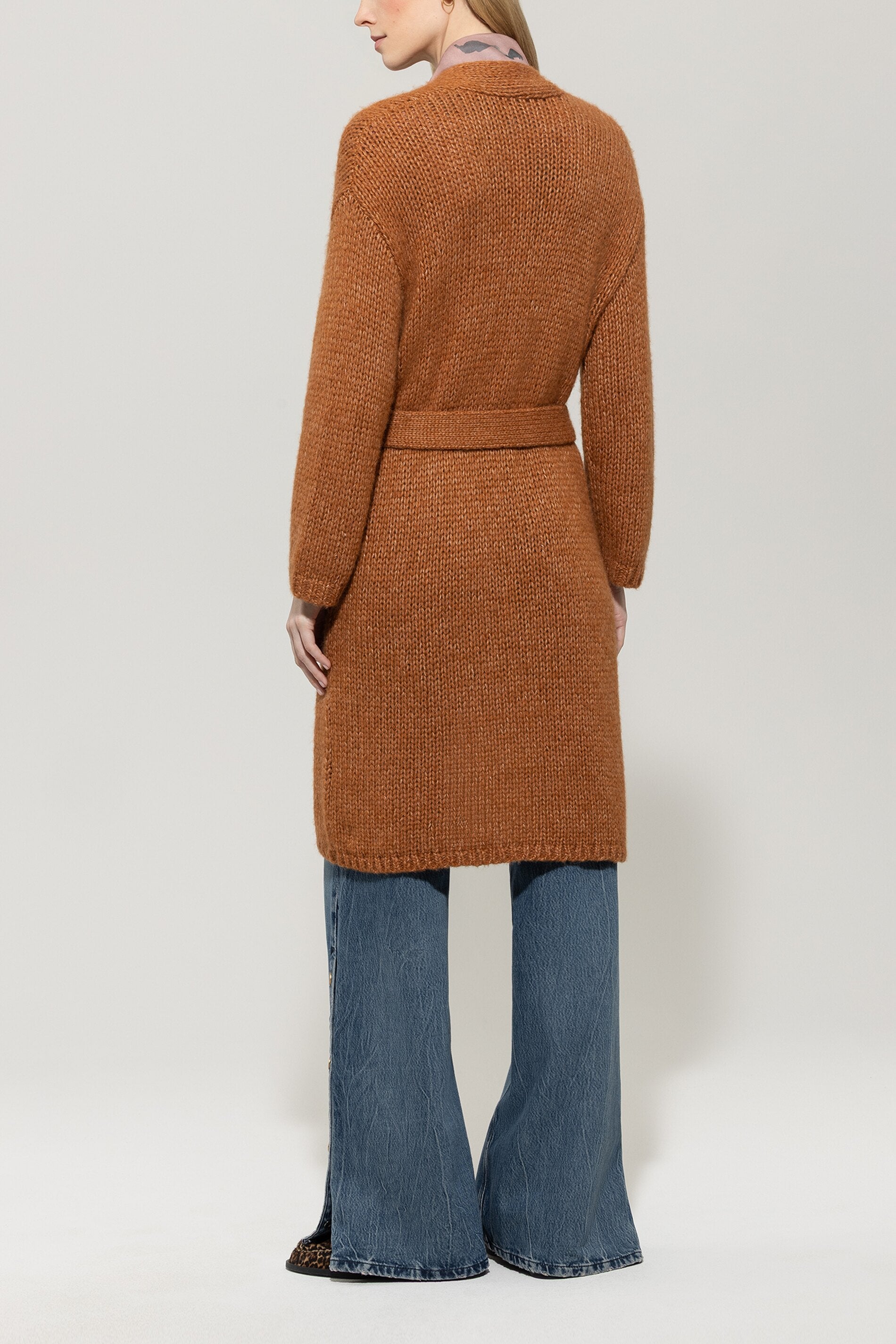 Long-Mantel mit Bindegürtel