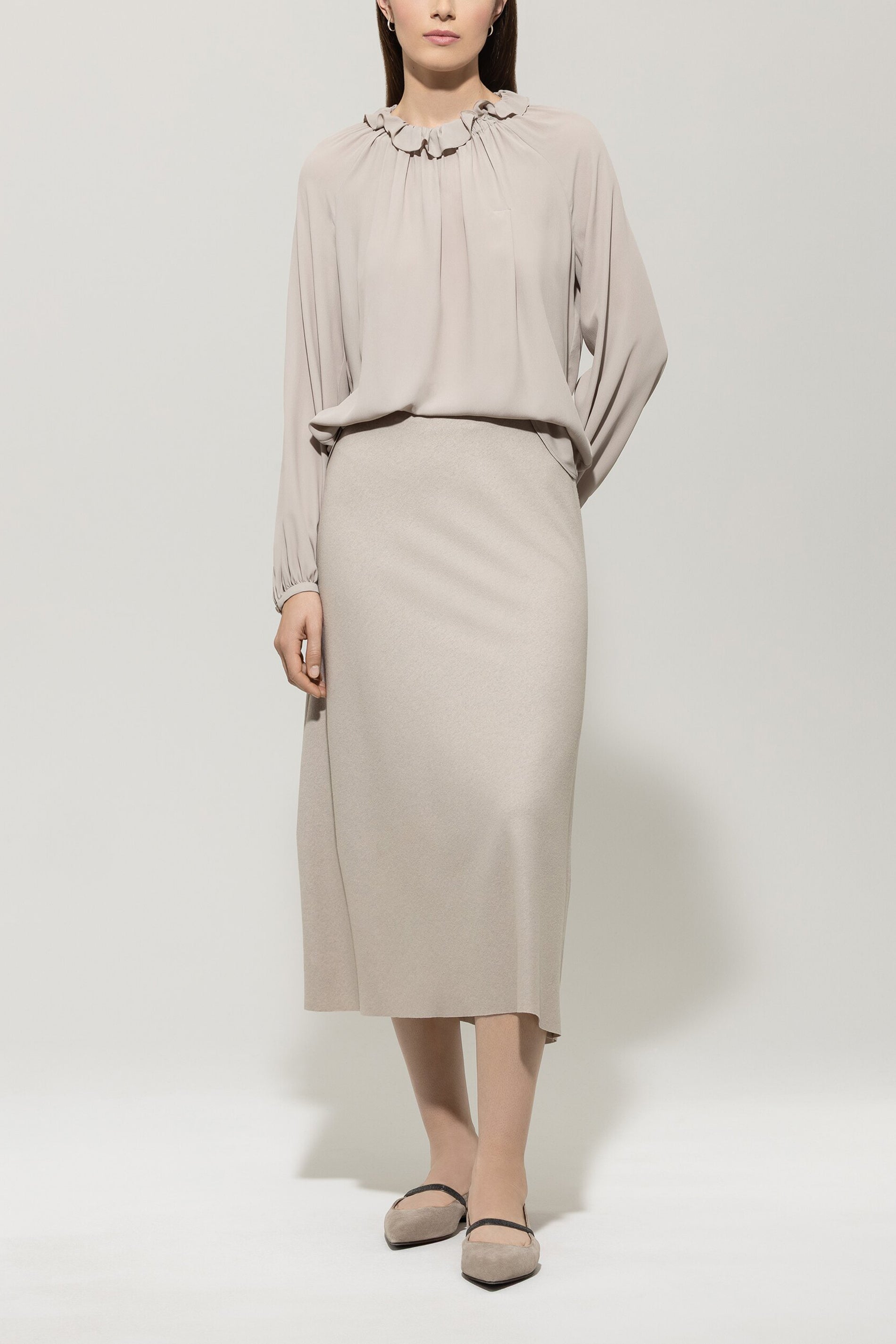 Rüschenbluse aus Seiden-Mix