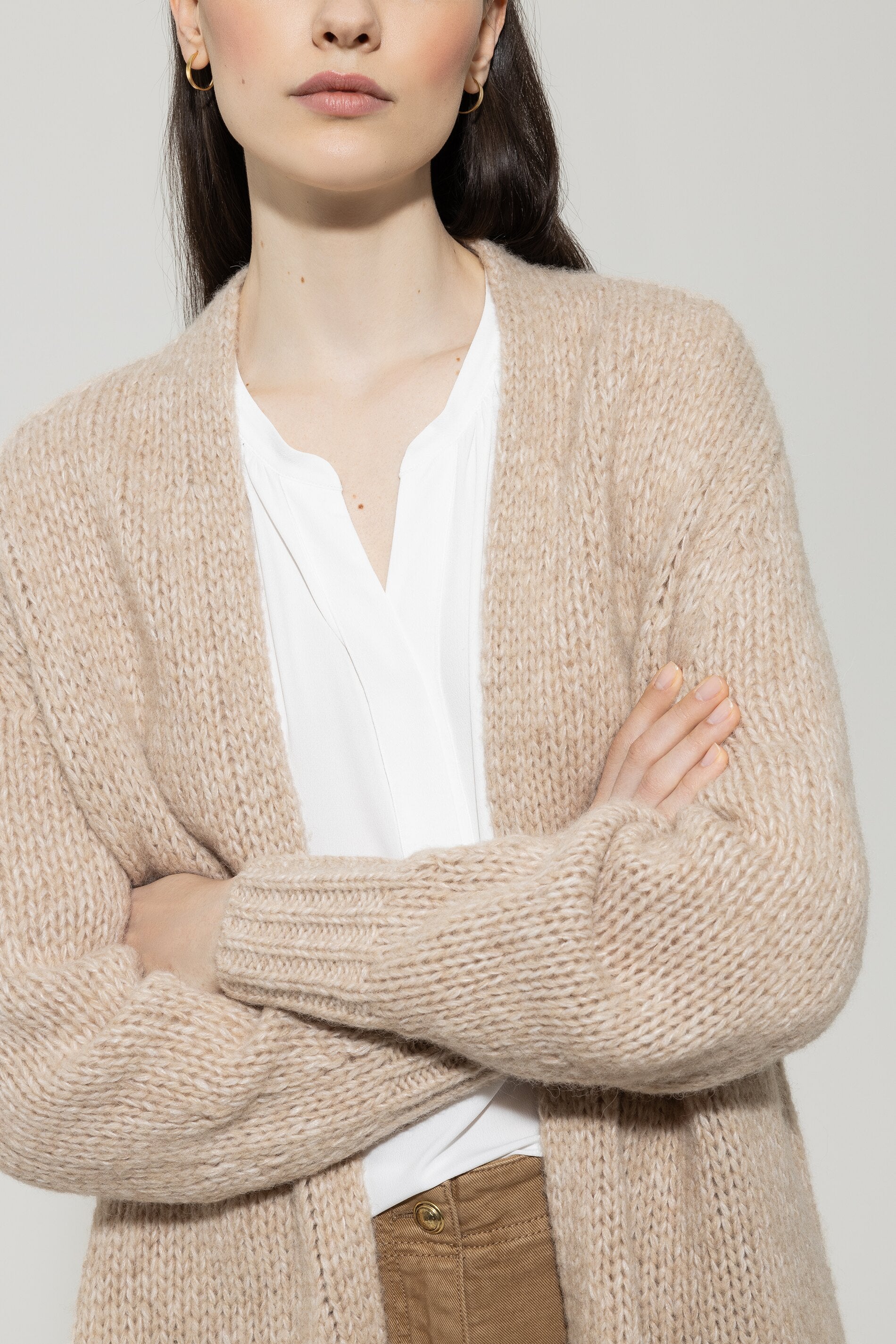 Long-Cardigan mit Open-Front