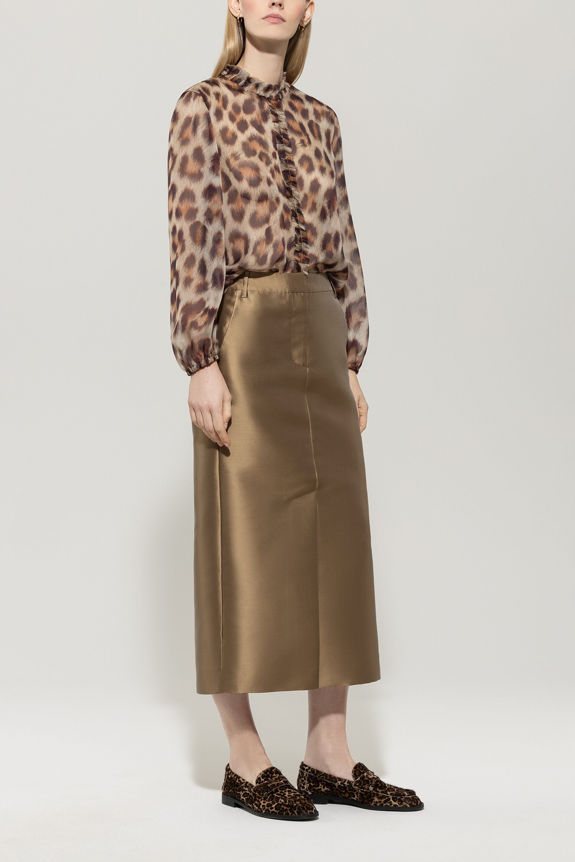 Seidenbluse mit Animal-Print