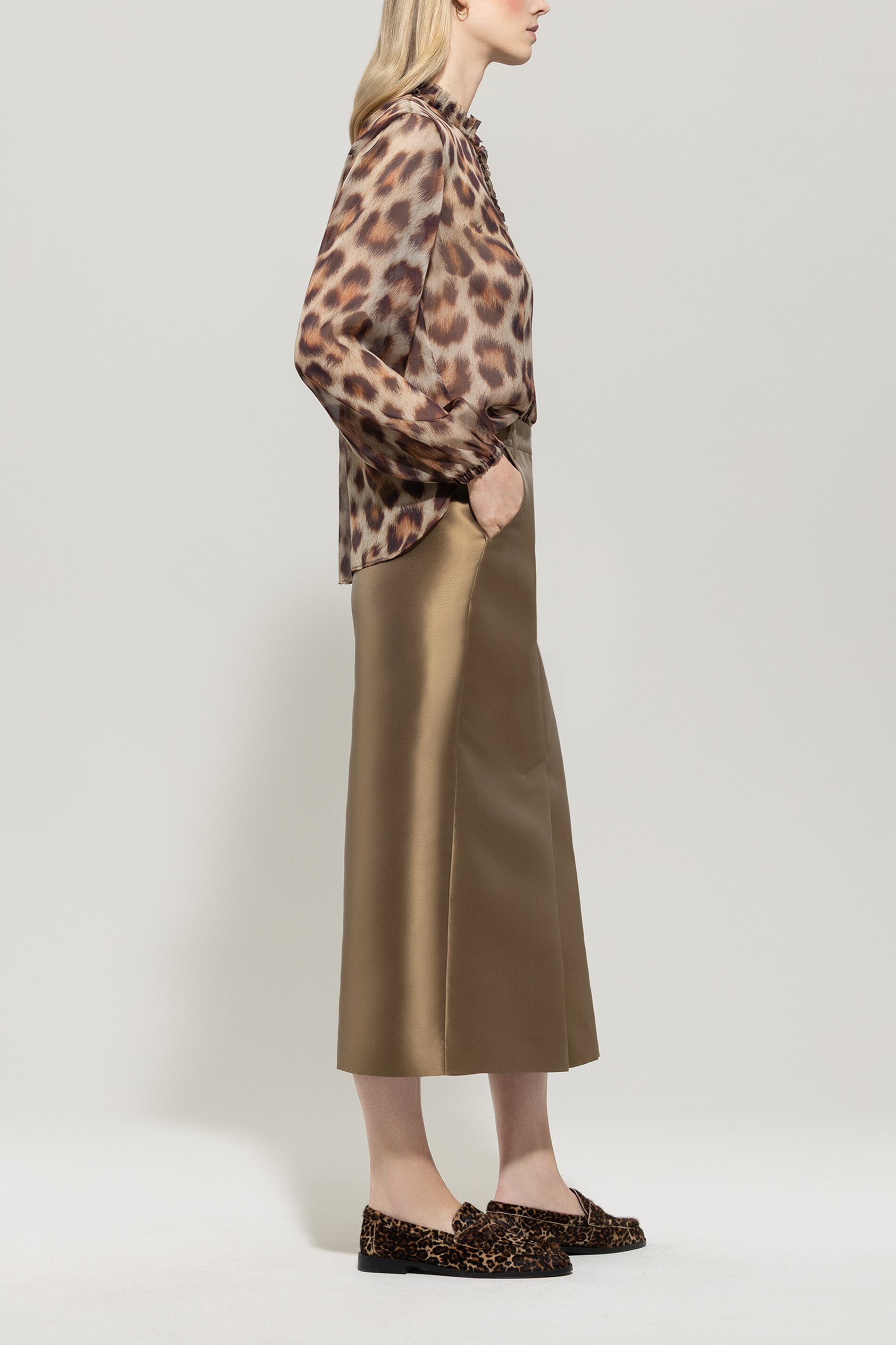 Seidenbluse mit Animal-Print