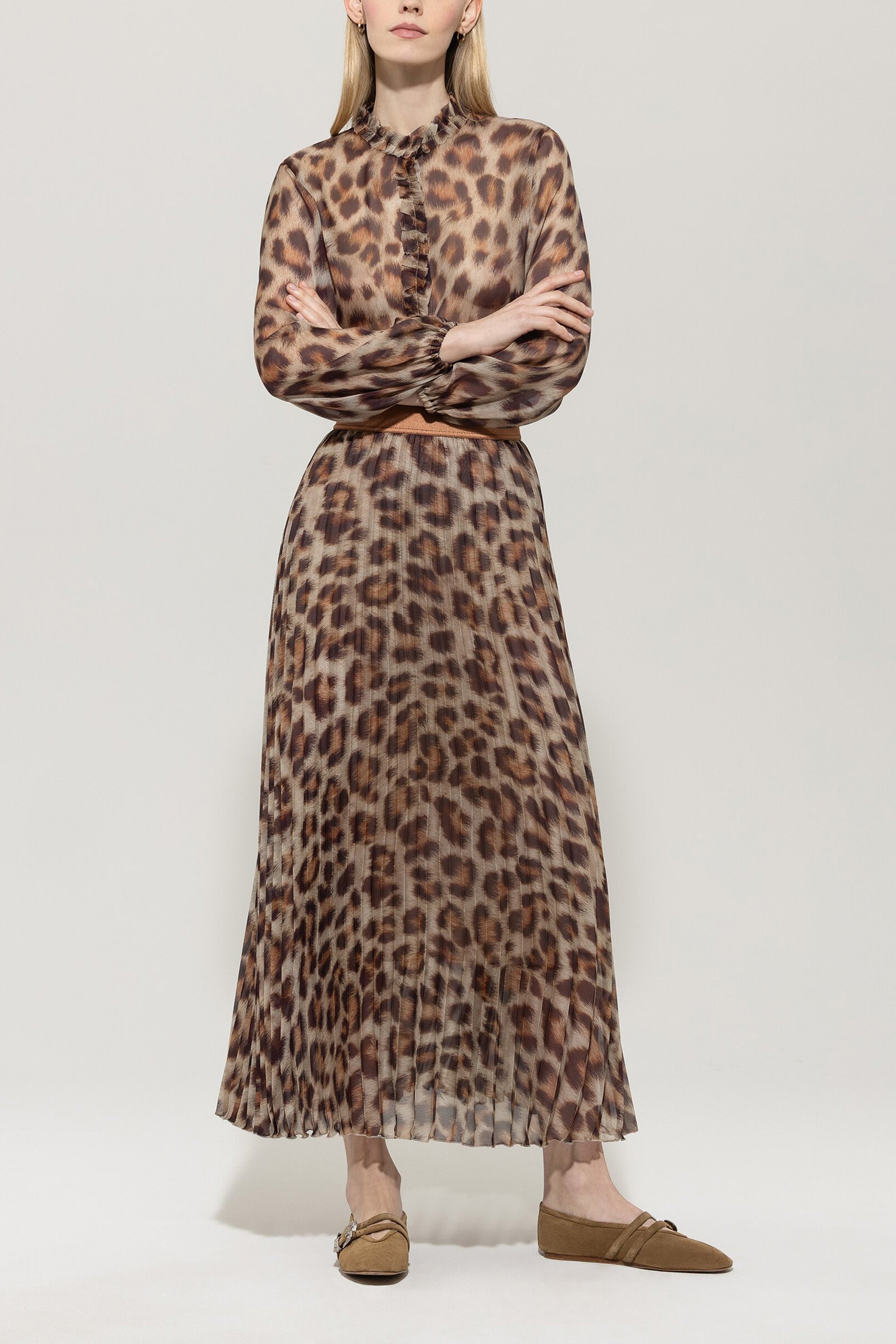 Plissee-Rock mit Animal-Print