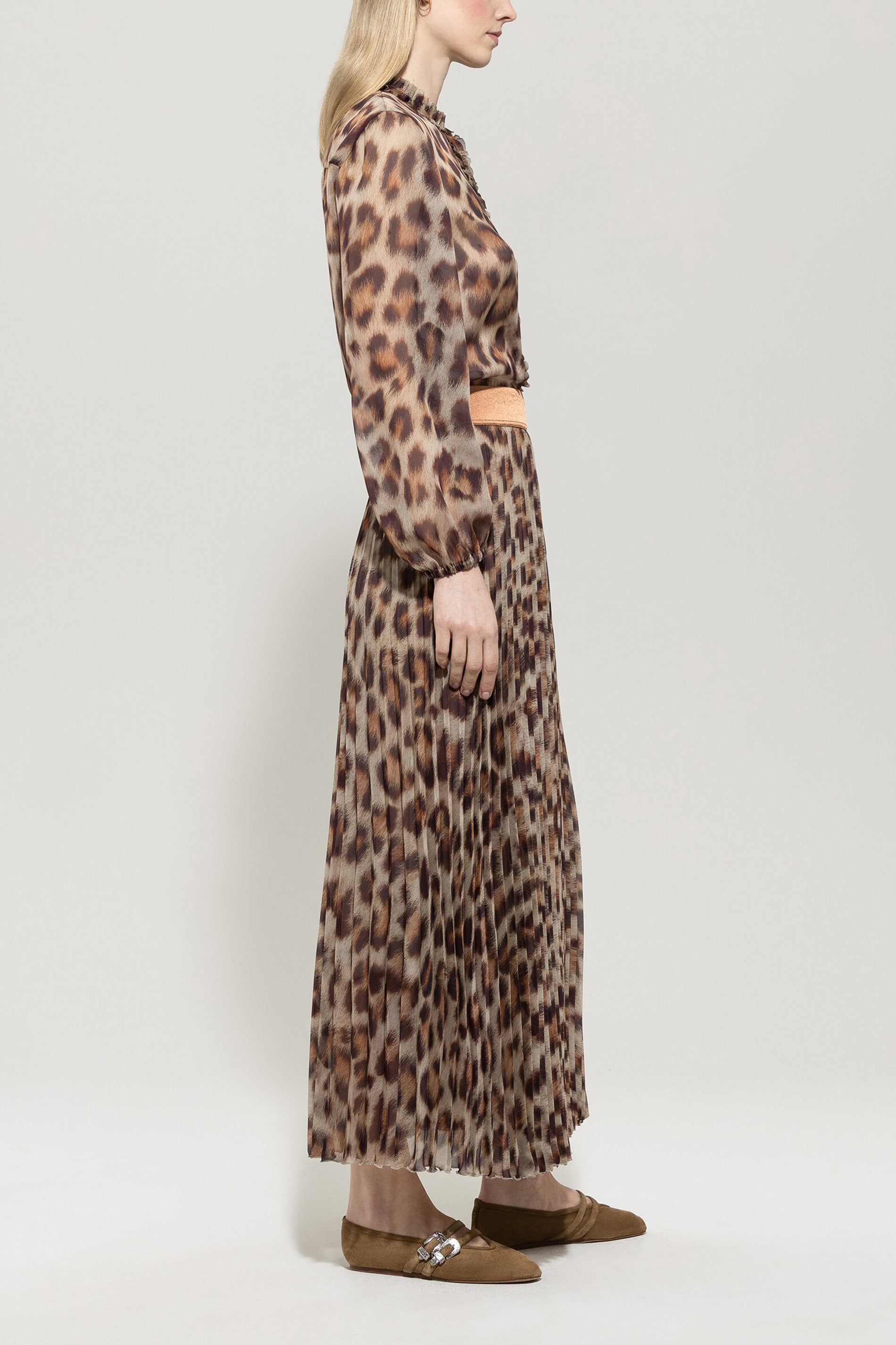 Plissee-Rock mit Animal-Print