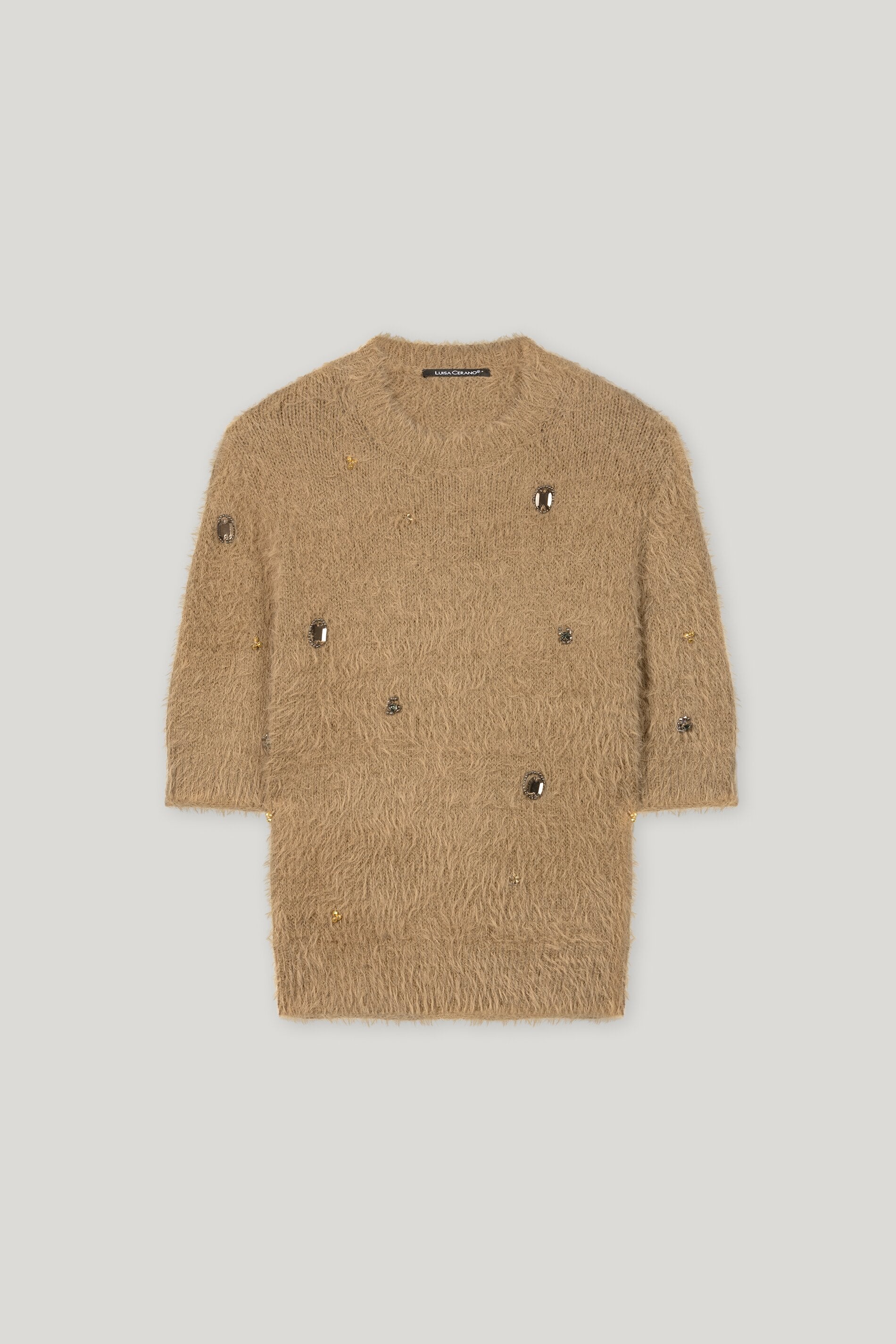 Kurzarm-Pullover mit Steinen