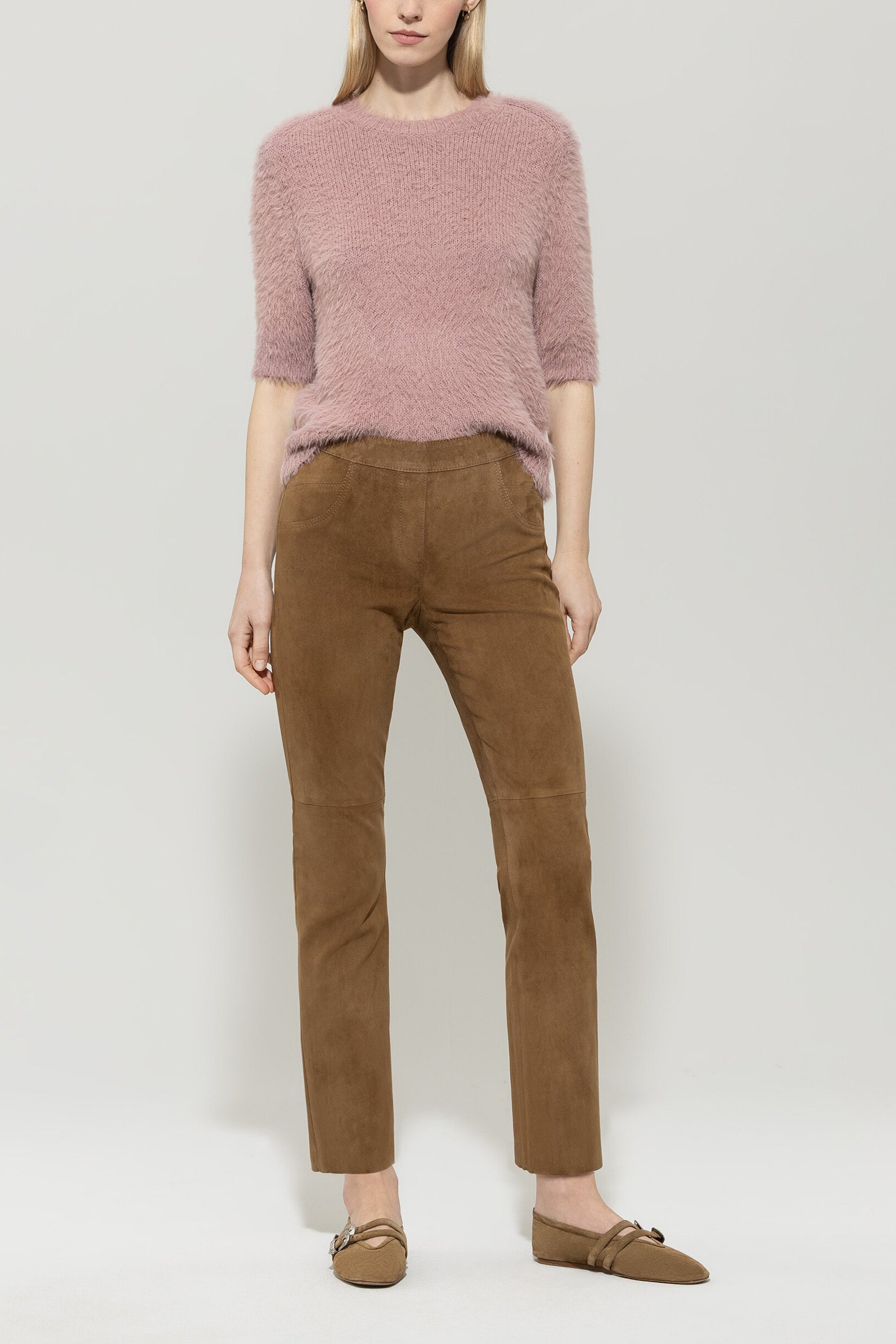 Veloursleder-Babyflare-Pants