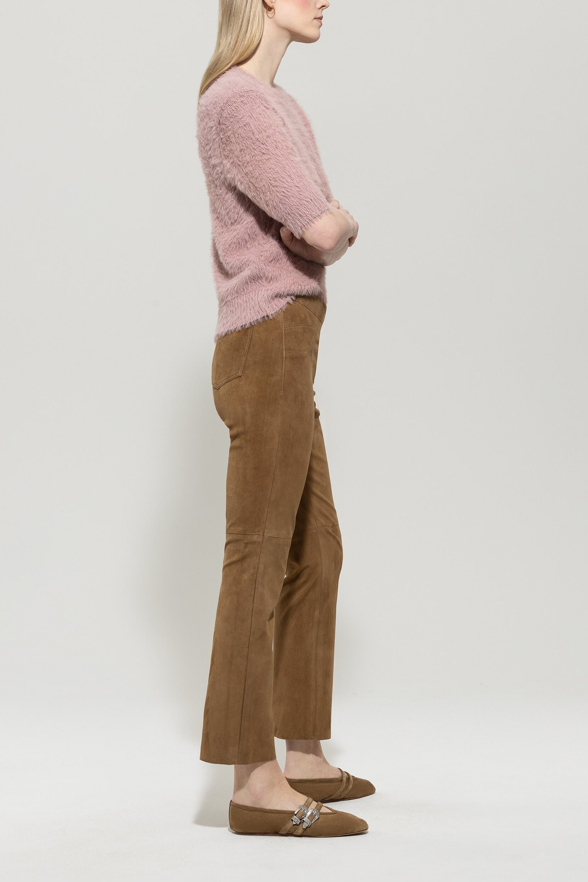 Veloursleder-Babyflare-Pants