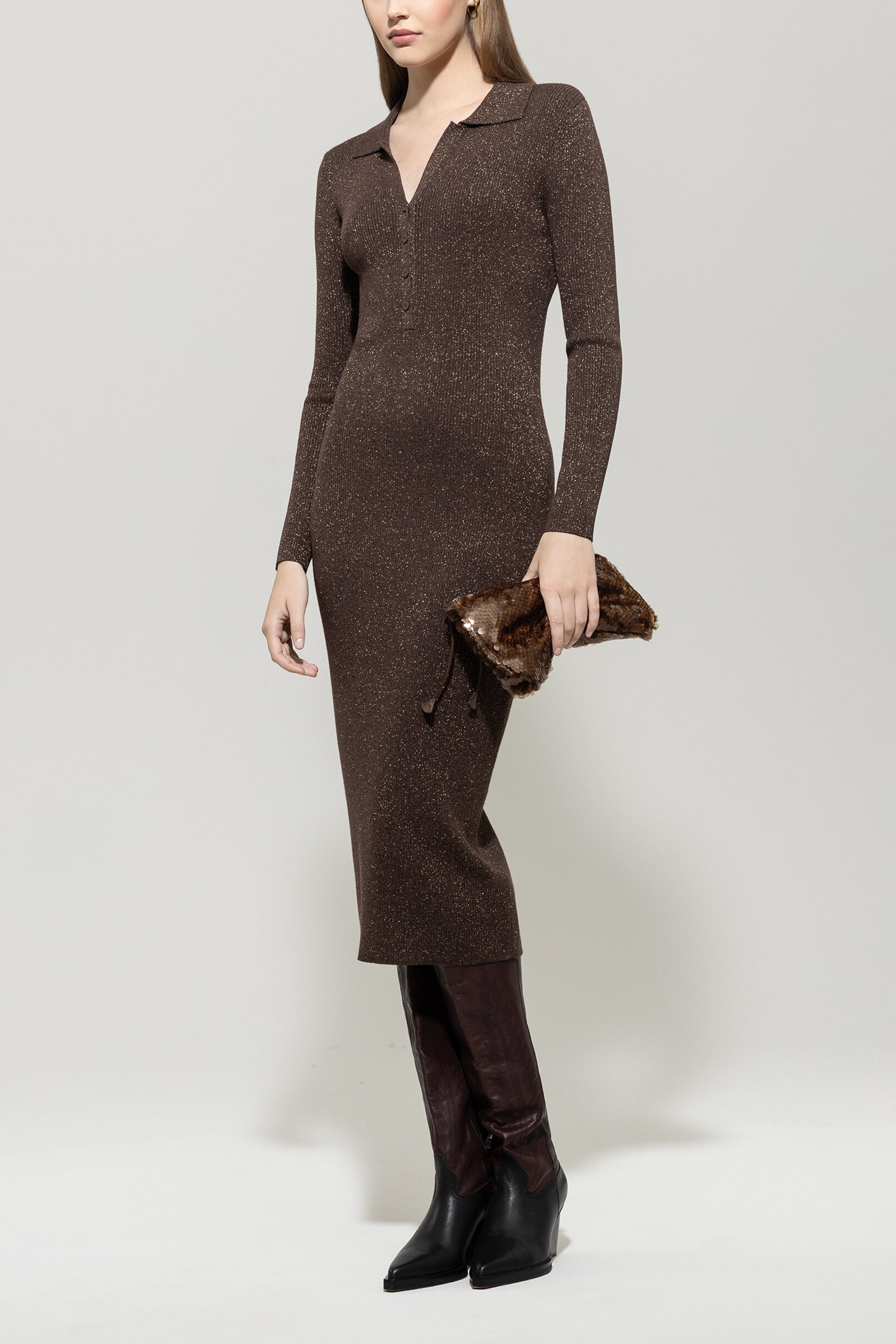 Langarm-Kleid aus Woll-Mix